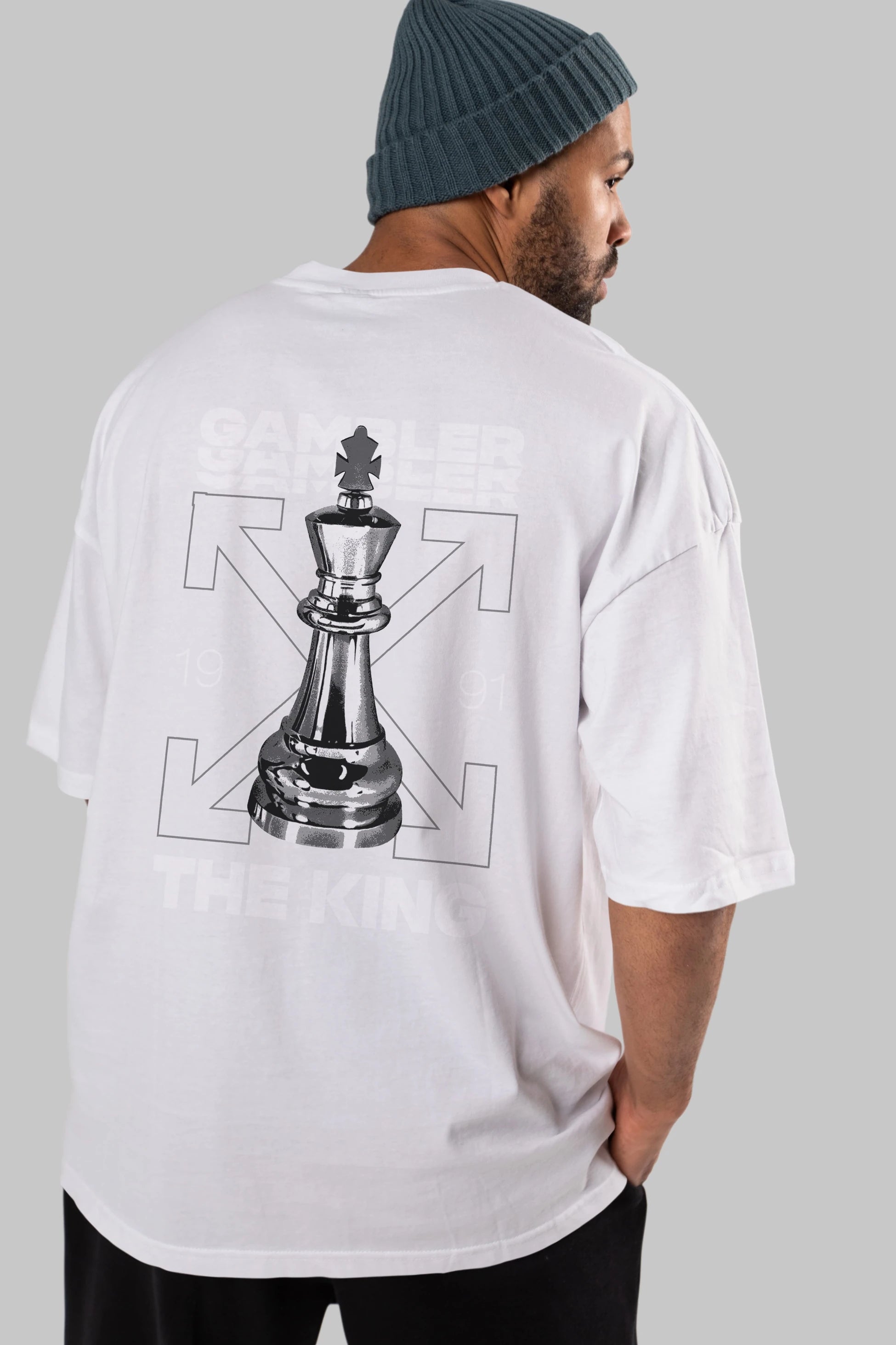 Gambler The King Arka Baskılı Oversize t-shirt Erkek Kadın Unisex