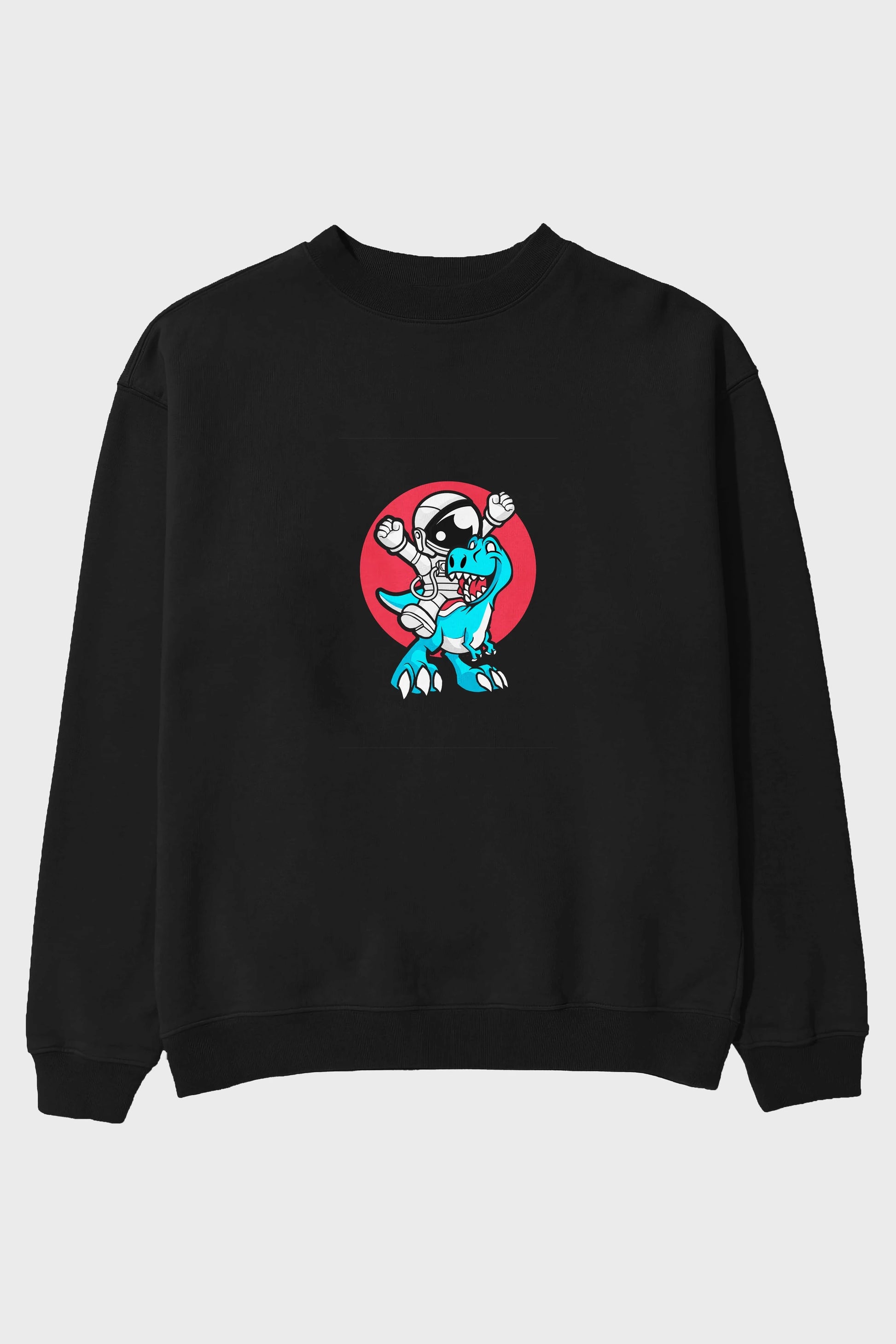Astronaut Dino Ön Baskılı Oversize Sweatshirt Erkek Kadın Unisex