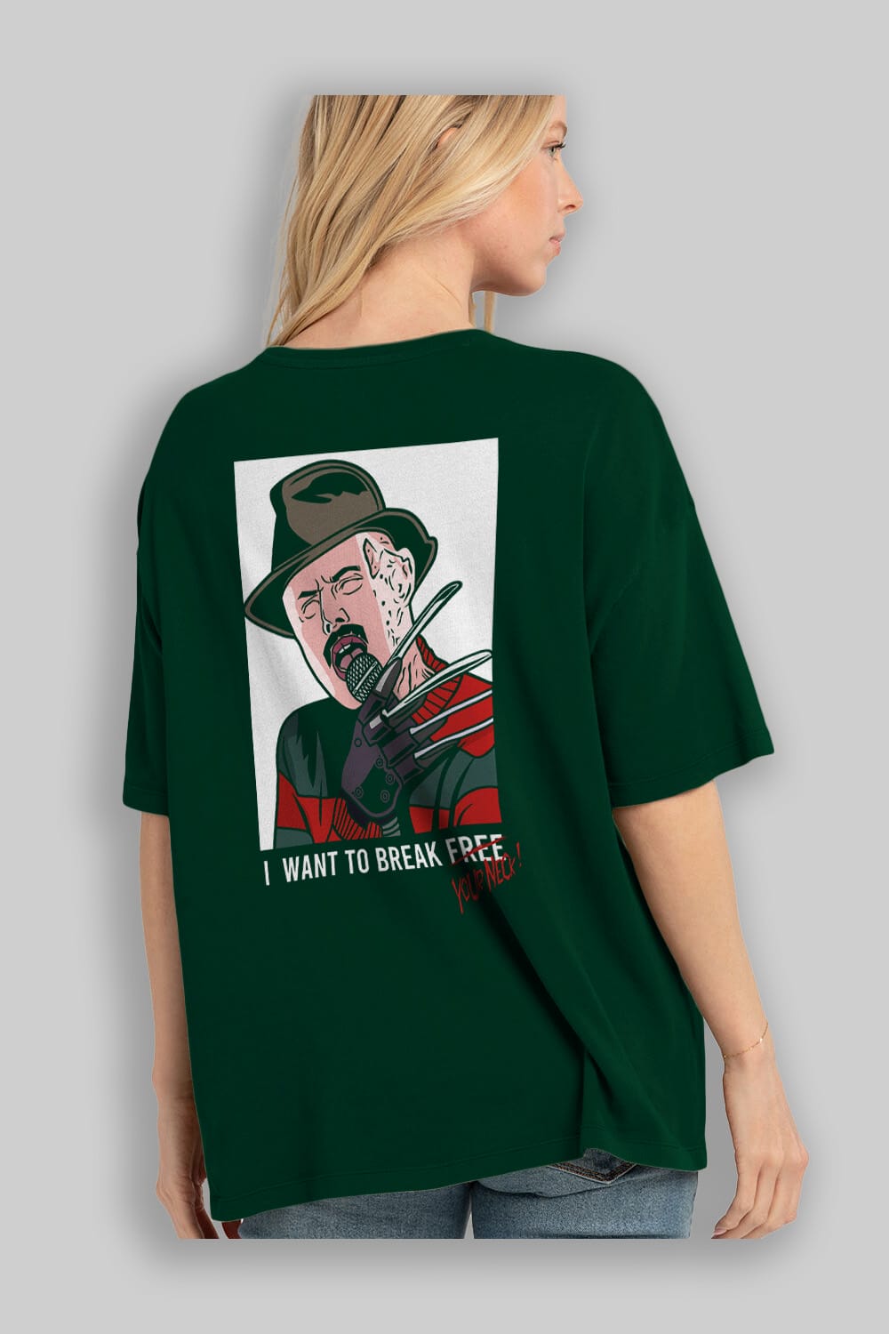 Freddy Merkrueger Arka Baskılı Oversize t-shirt Erkek Kadın Unisex %100 Pamuk tişort