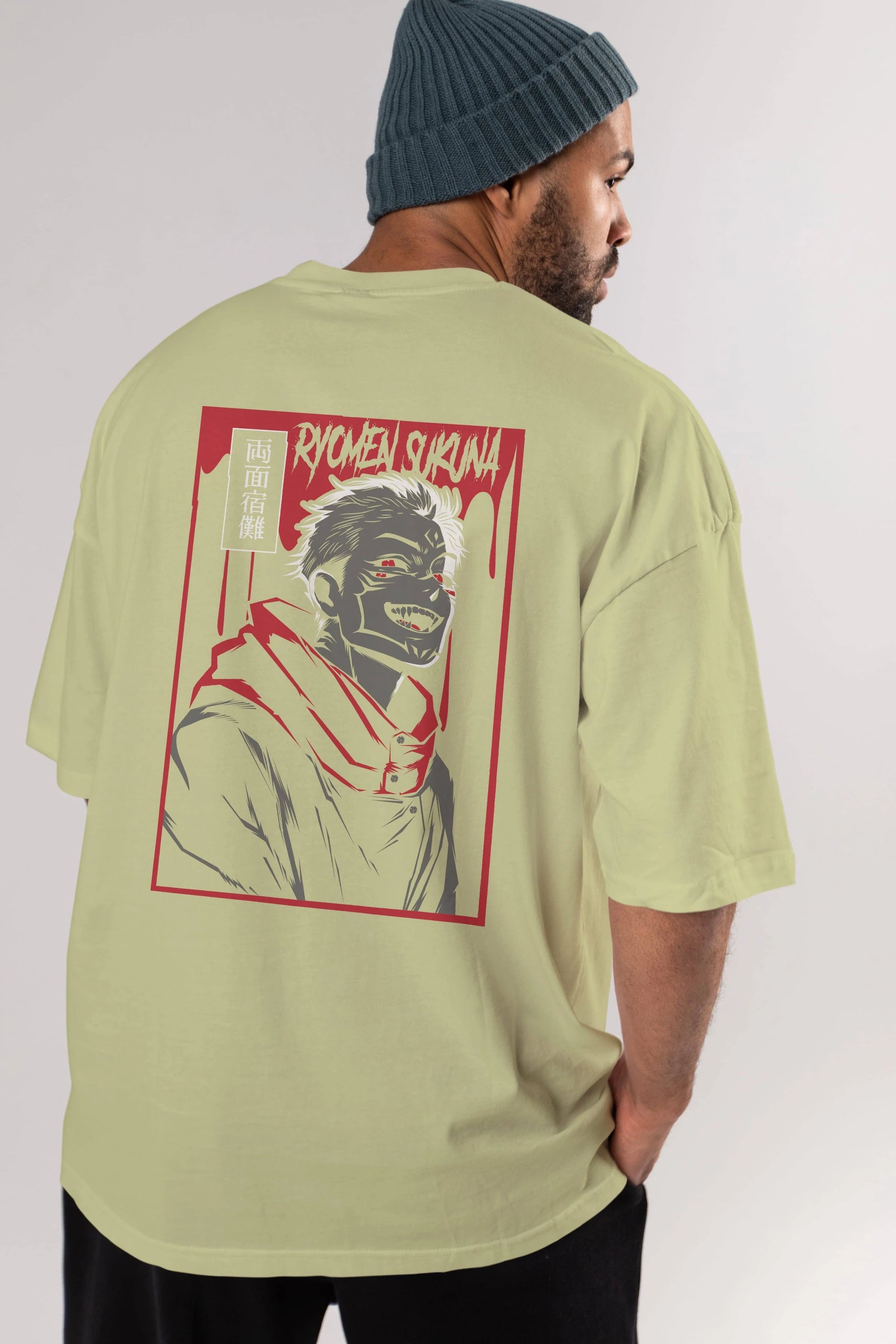 SUKUNA Anime Arka Baskılı Oversize t-shirt Erkek Kadın Unisex