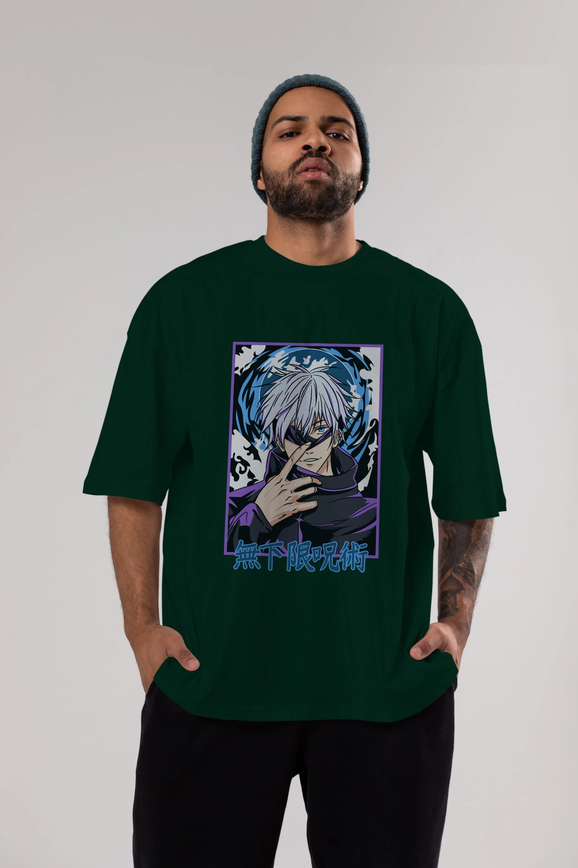 SATORU GOJO 3 Anime Ön Baskılı Oversize t-shirt %100 pamuk Erkek Kadın Unisex