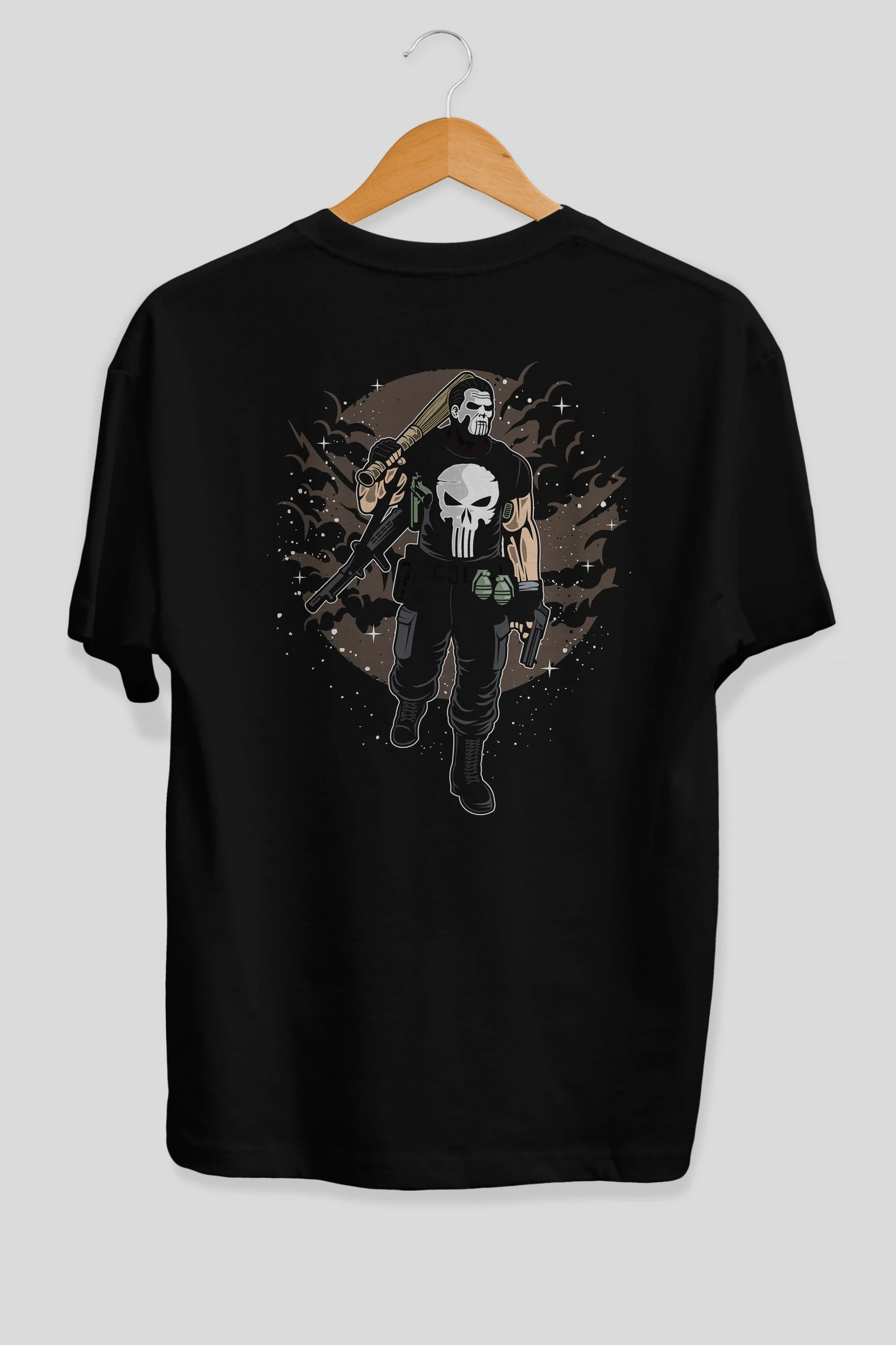 Punisher Arka Baskılı Oversize t-shirt Erkek Kadın Unisex %100 Pamuk