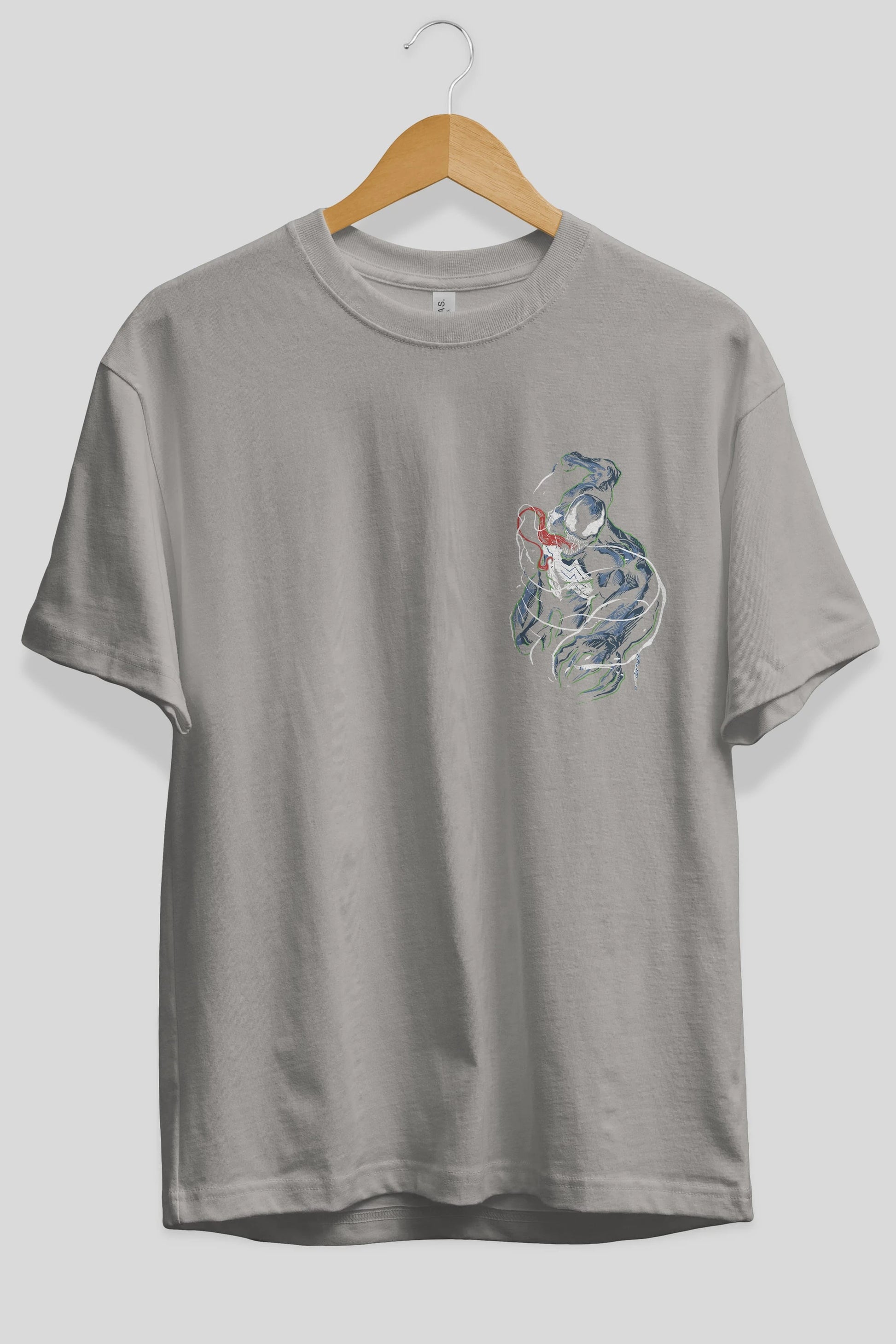 Venom (5) Ön Sol Baskılı Oversize t-shirt Erkek Kadın Unisex %100 Pamuk Bisiklet Yaka tişort
