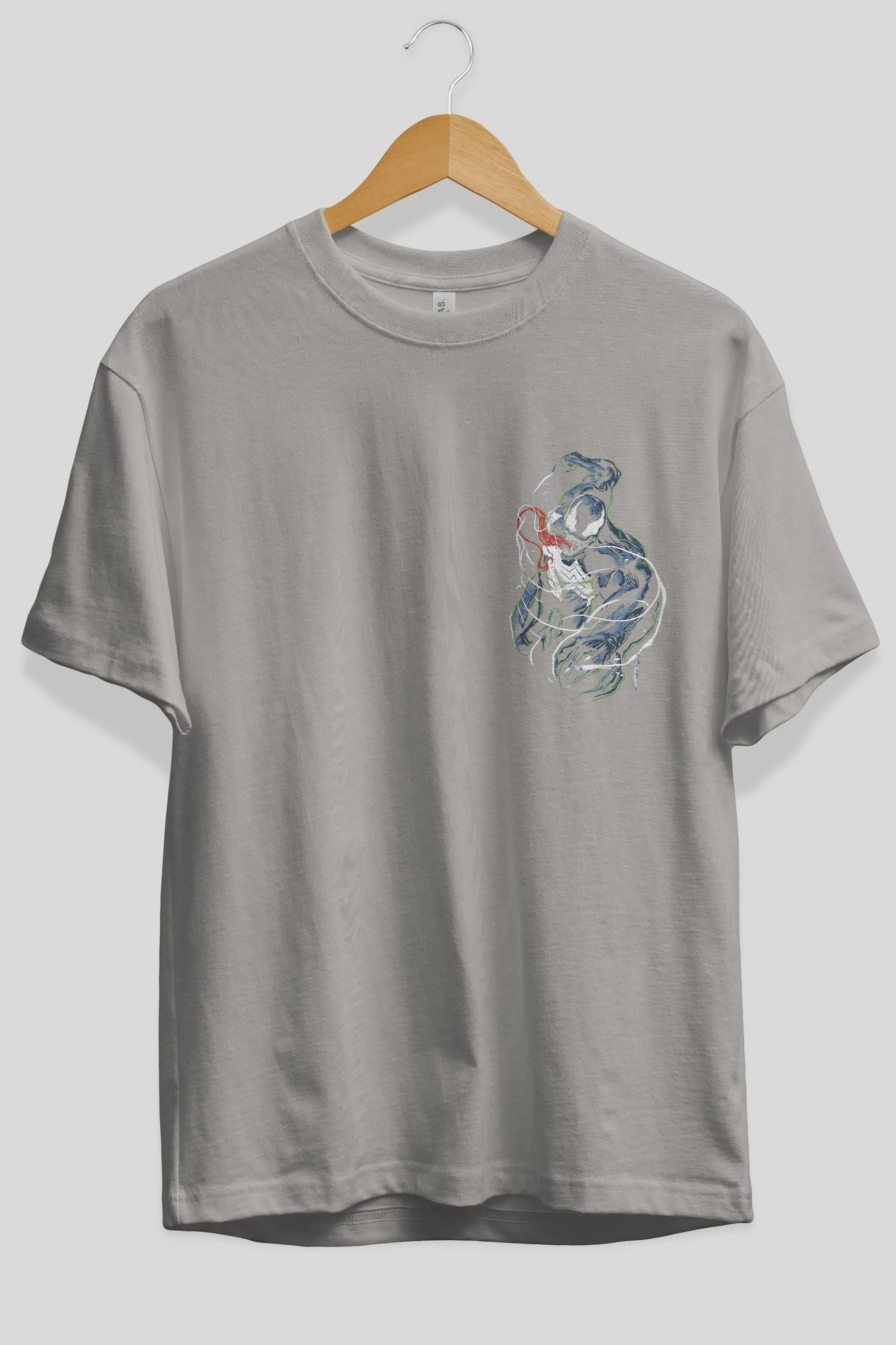 Venom (5) Ön Sol Baskılı Oversize t-shirt Erkek Kadın Unisex %100 Pamuk Bisiklet Yaka tişort