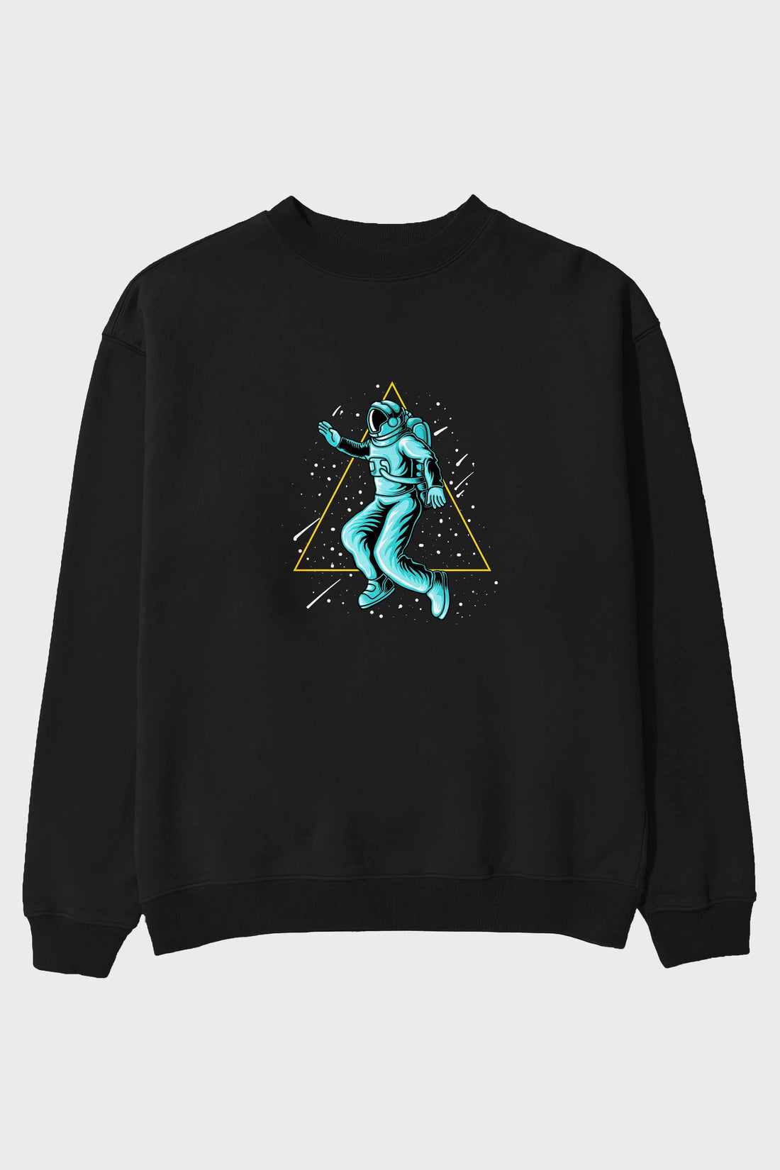 Astronaut Starry Triangle Ön Baskılı Oversize Sweatshirt Erkek Kadın Unisex
