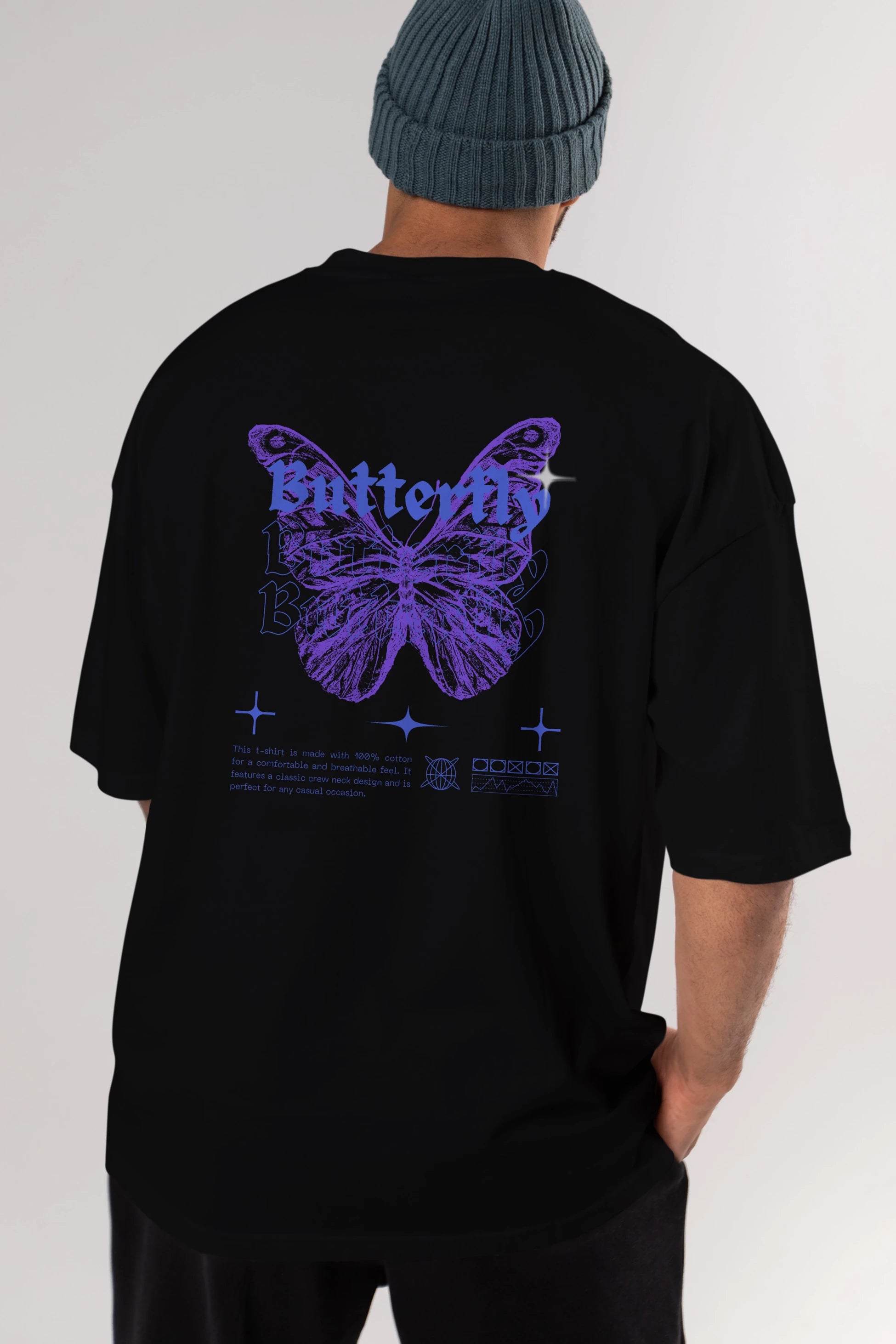Butterfly Streetwear Arka Baskılı Oversize t-shirt Erkek Kadın Unisex
