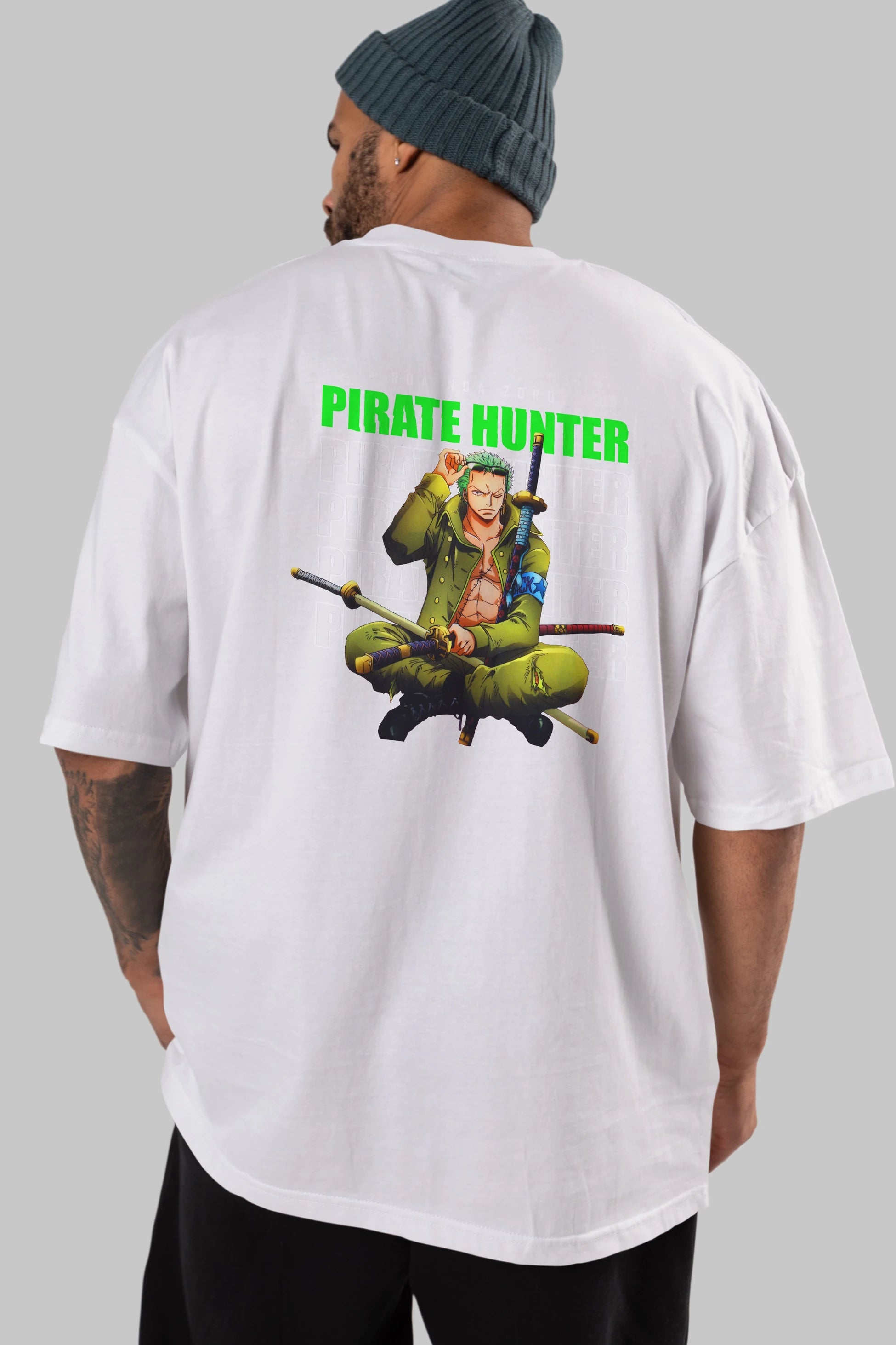 Roronoa Zoro 4 Anime Arka Baskılı Oversize t-shirt Erkek Kadın Unisex %100 pamuk tişort