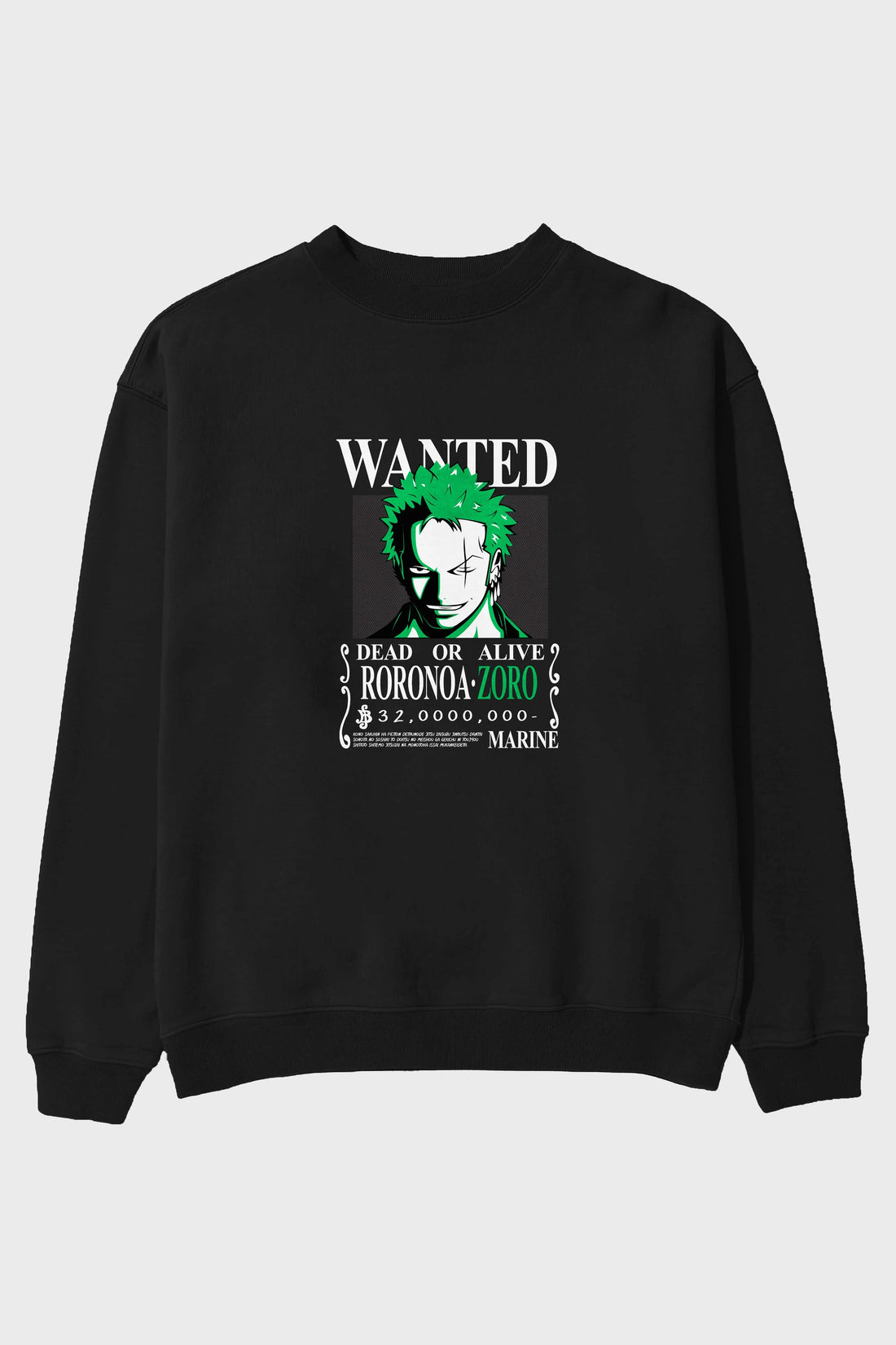 Roronoa Zoro Ön Baskılı Anime Oversize Sweatshirt Erkek Kadın Unisex
