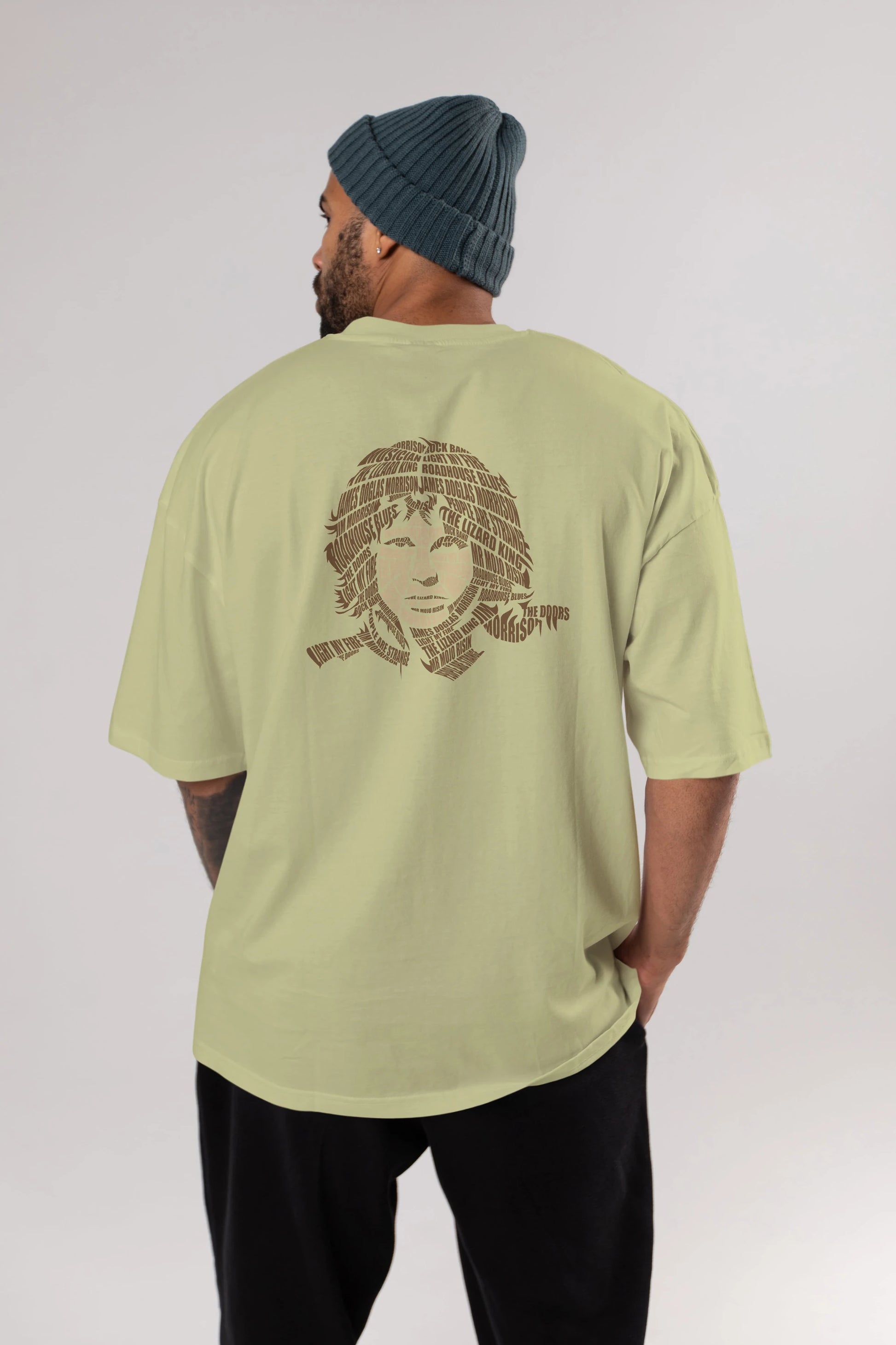 Jim Morrison Calligram Arka Baskılı Oversize t-shirt %100 pamuk Erkek Kadın Unisex