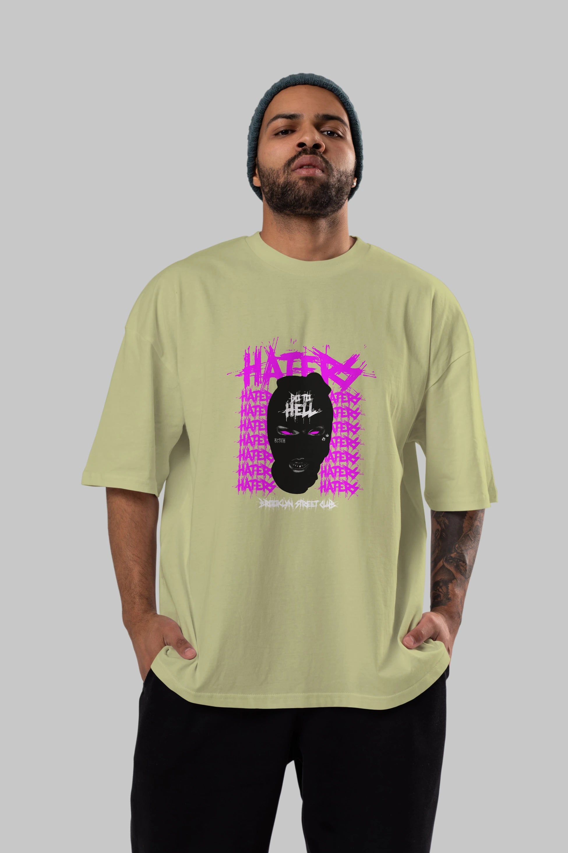 Haters Brooklyn Street Club Ön Baskılı Oversize t-shirt Erkek Kadın Unisex