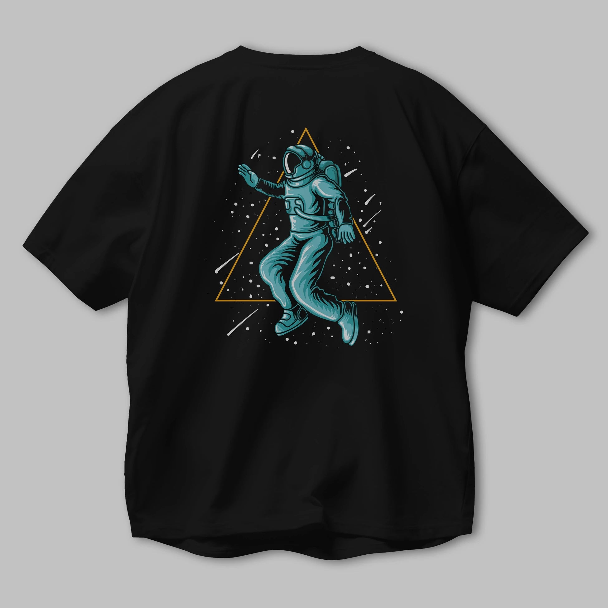 Astronaut Starry Triangle Arka Baskılı Oversize t-shirt Erkek Kadın Unisex