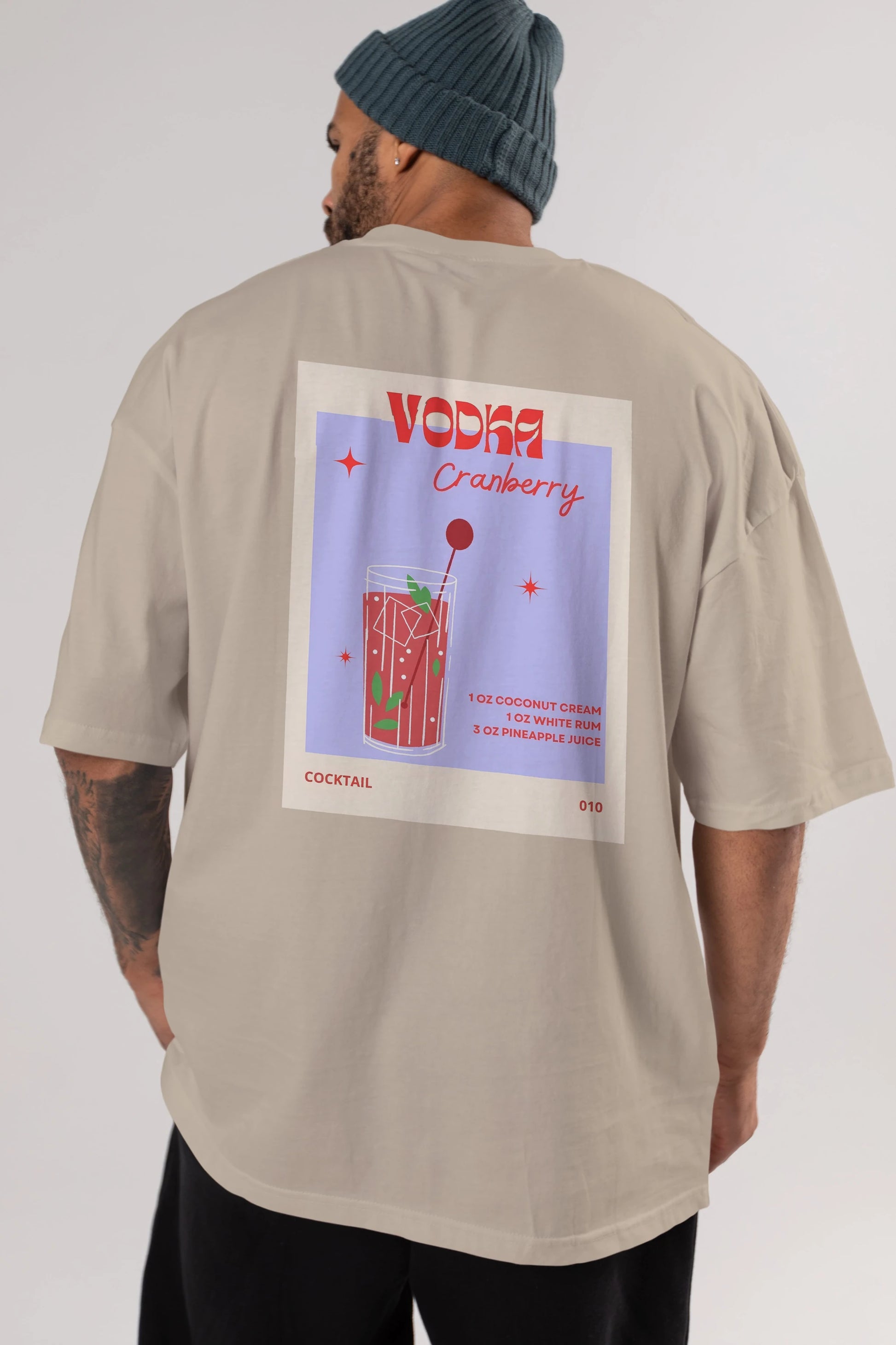 Vodka Cranberry Arka Baskılı Oversize t-shirt Erkek Kadın Unisex %100 Pamuk Bisiklet Yaka tişort