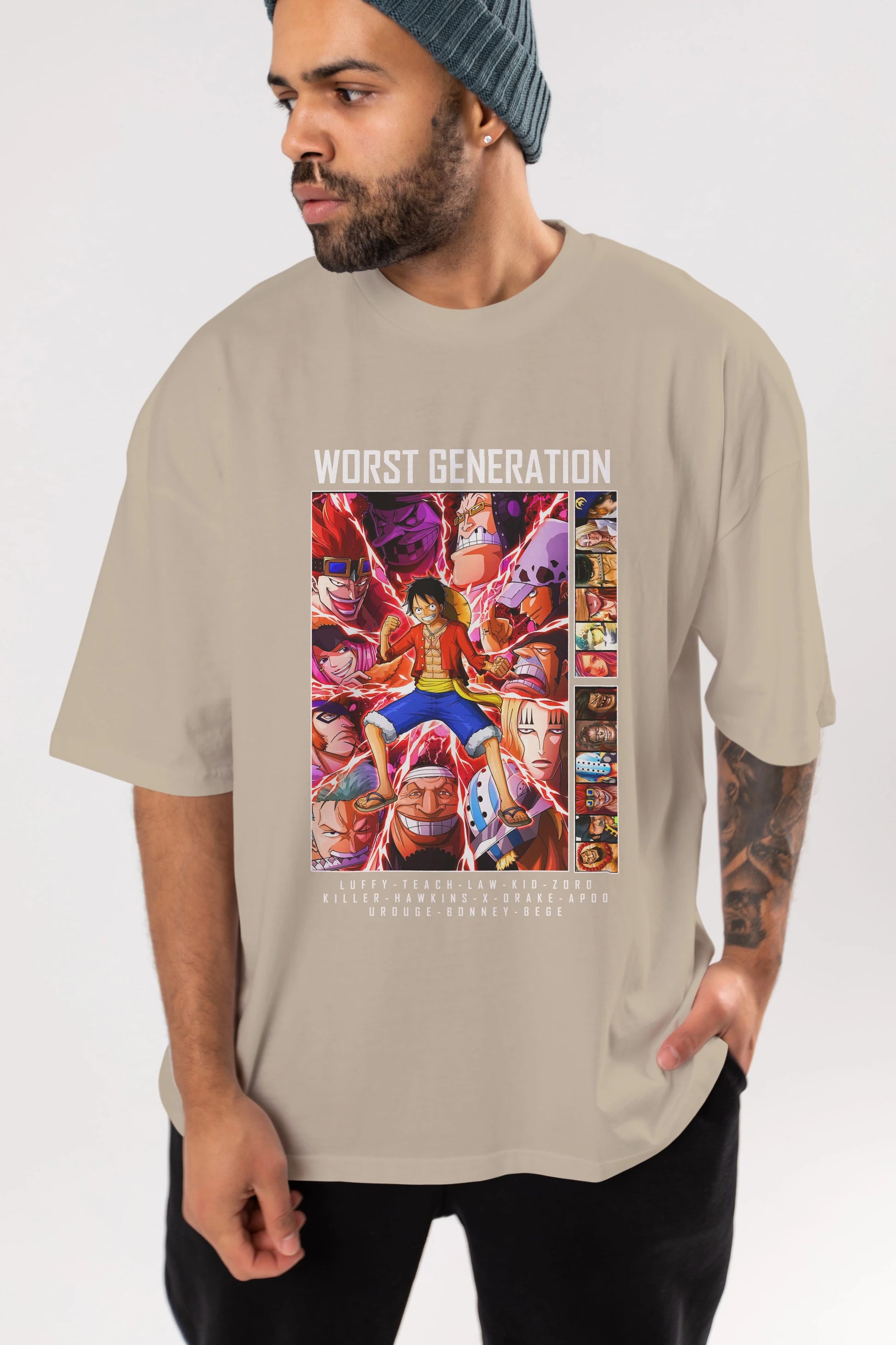 Worst Generation Anime Ön Baskılı Oversize t-shirt Erkek Kadın Unisex