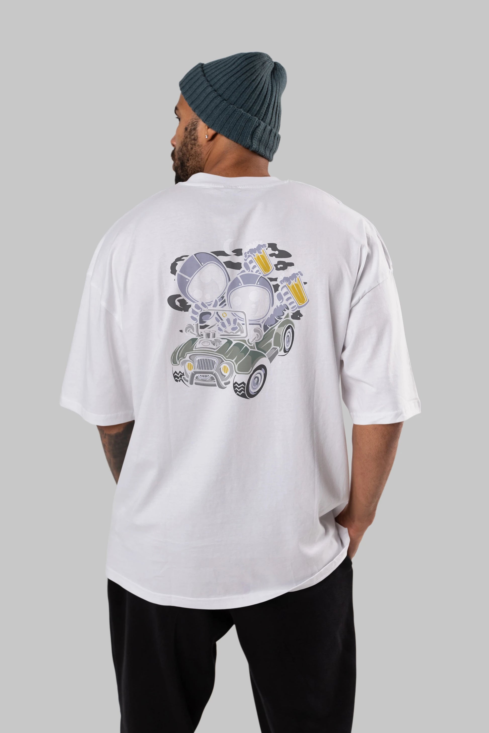 Astronaut Offroad Arka Baskılı Oversize t-shirt Erkek Kadın Unisex