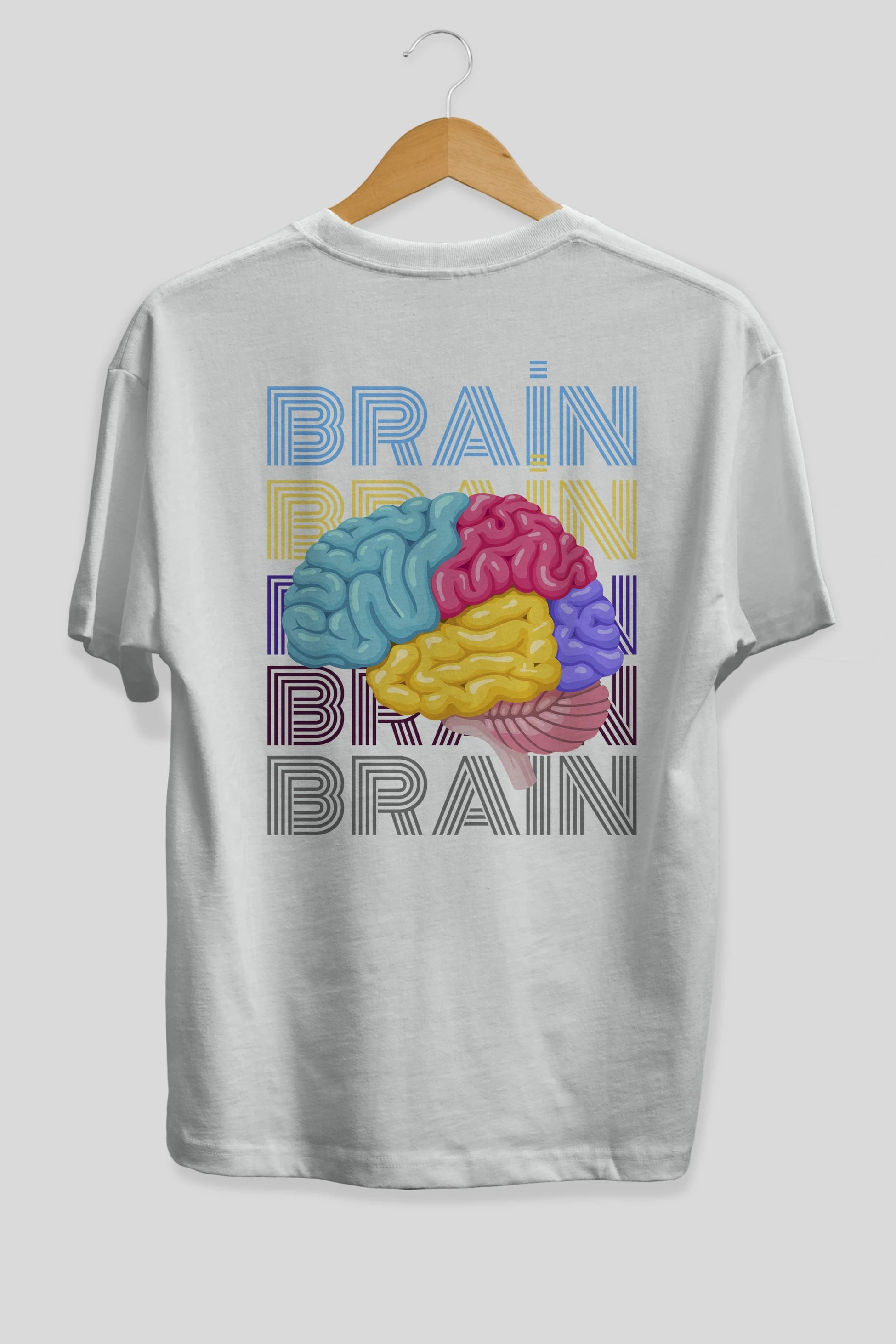 Brain Yazılı Arka Baskılı Oversize t-shirt Erkek Kadın Unisex