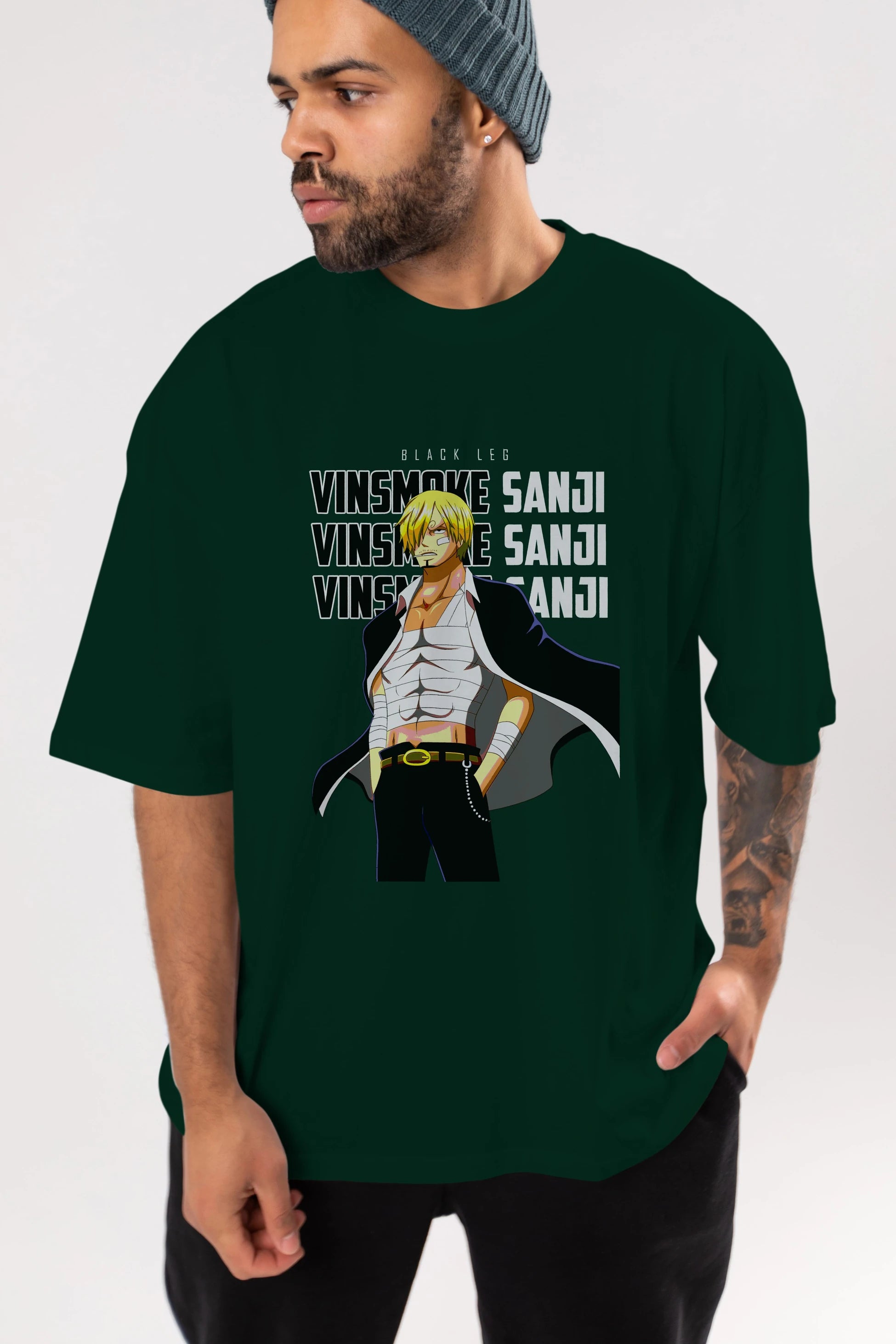 Sanji Anime Ön Baskılı Oversize t-shirt Erkek Kadın Unisex