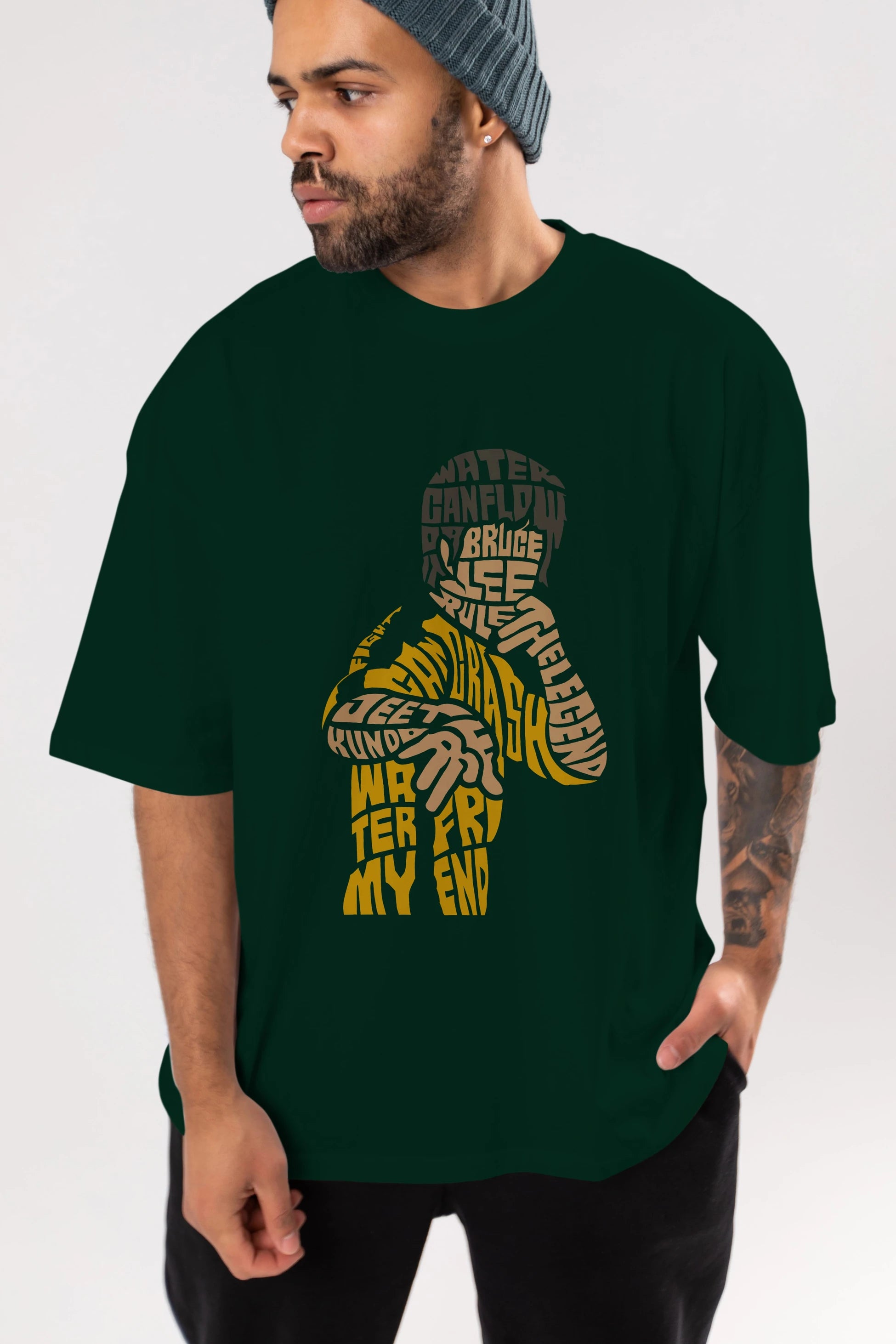 Bruce Lee Ön Baskılı Oversize t-shirt %100 pamuk Erkek Kadın Unisex