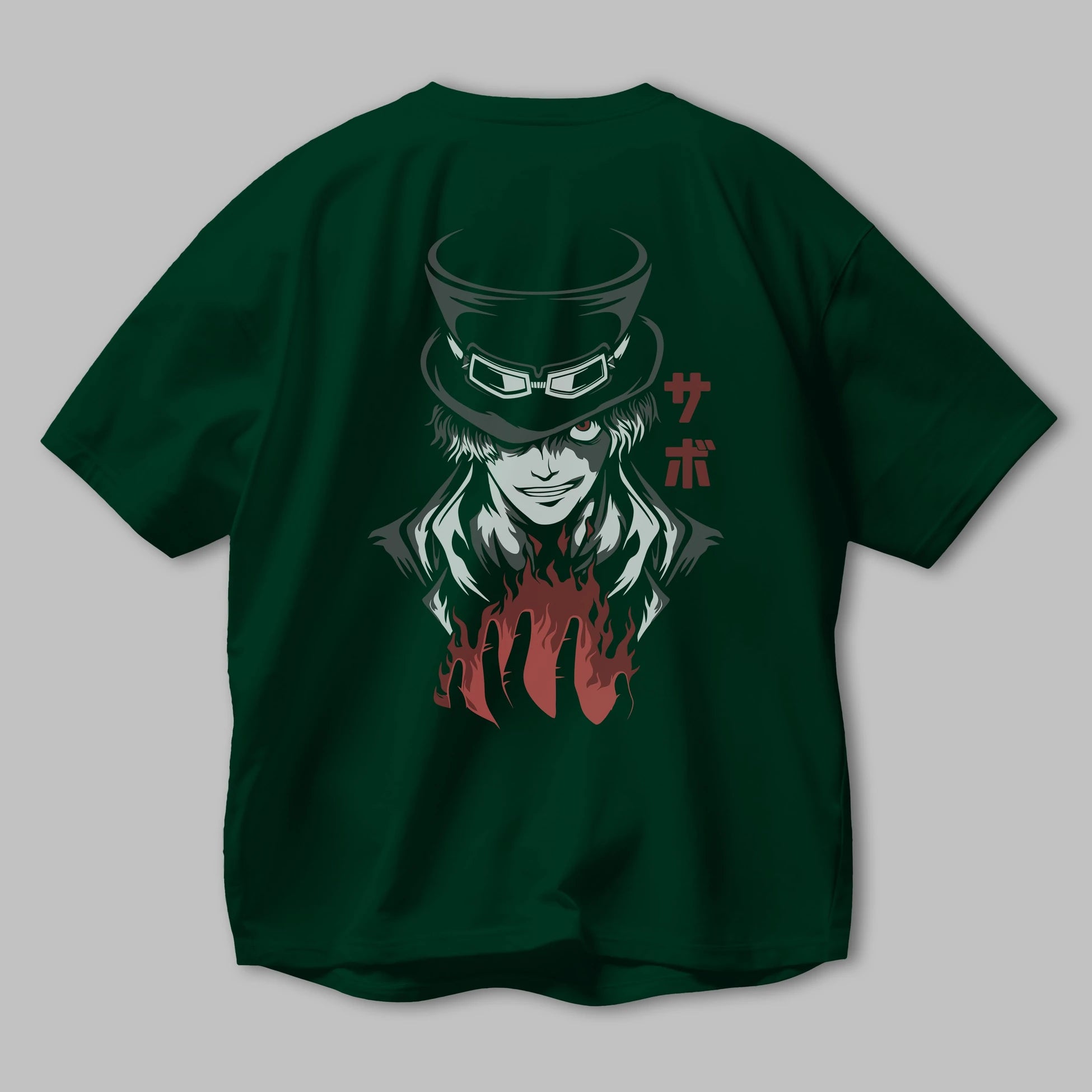 SaboOnePiece Anime Arka Baskılı Oversize t-shirt Erkek Kadın Unisex