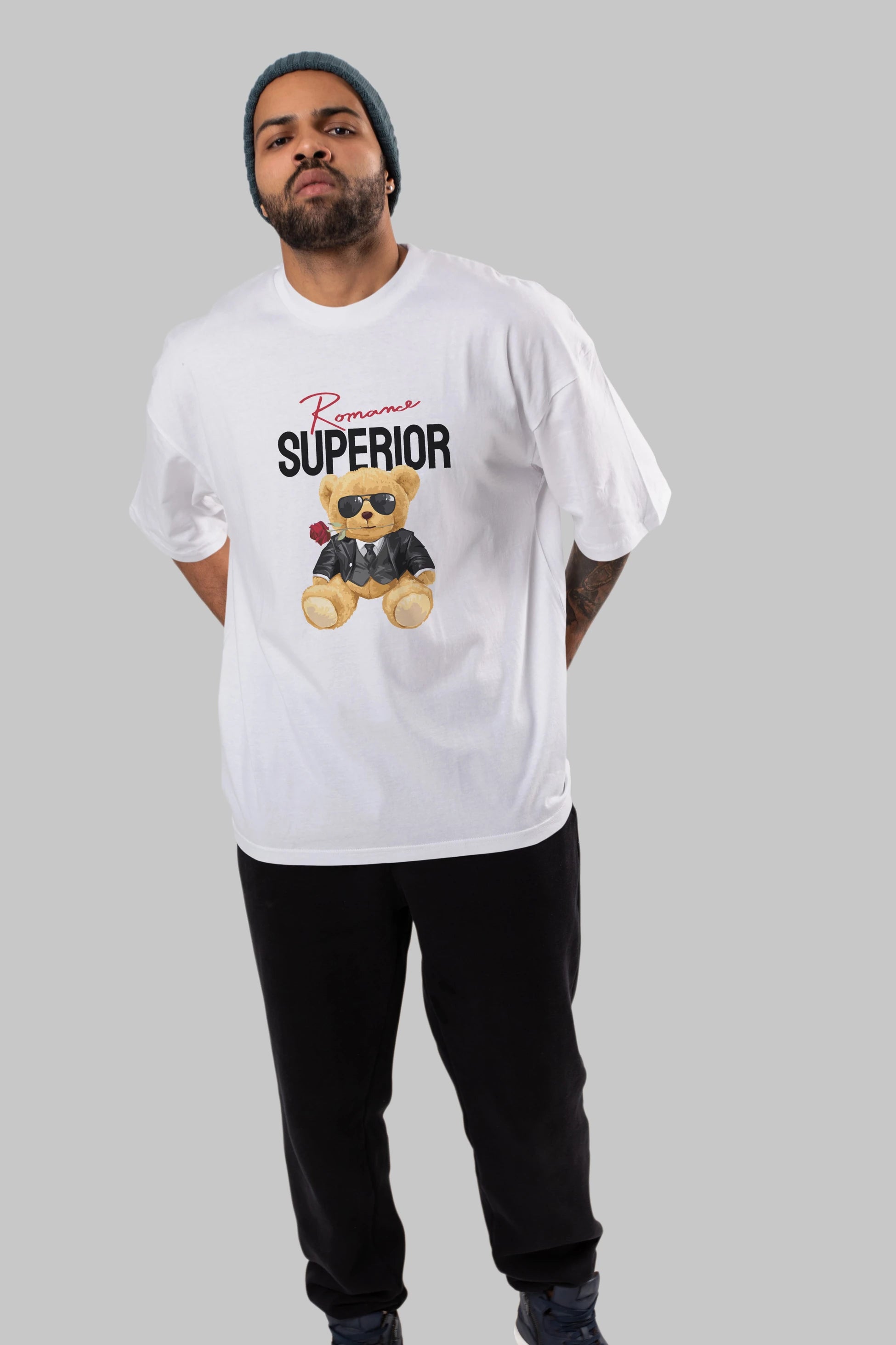 Teddy Bear Romance Superior Ön Baskılı Oversize t-shirt Erkek Kadın Unisex %100 Pamuk