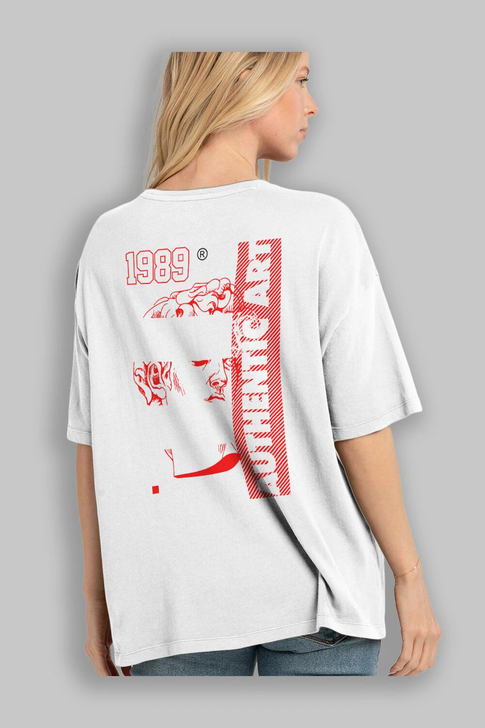 Authentic Art Arka Baskılı Oversize t-shirt Erkek Kadın Unisex