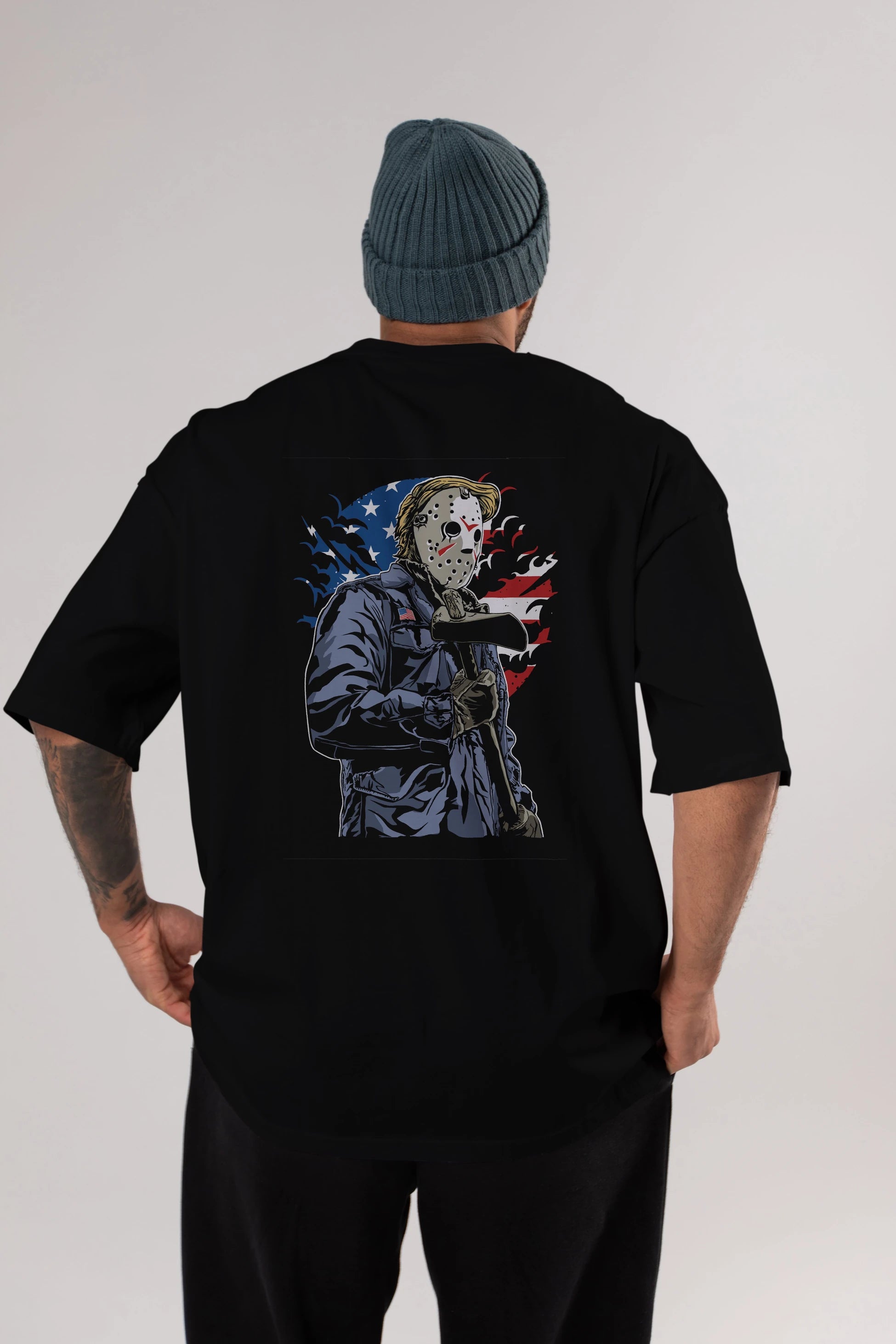 American Killer Arka Baskılı Oversize t-shirt Erkek Kadın Unisex %100 Pamuk