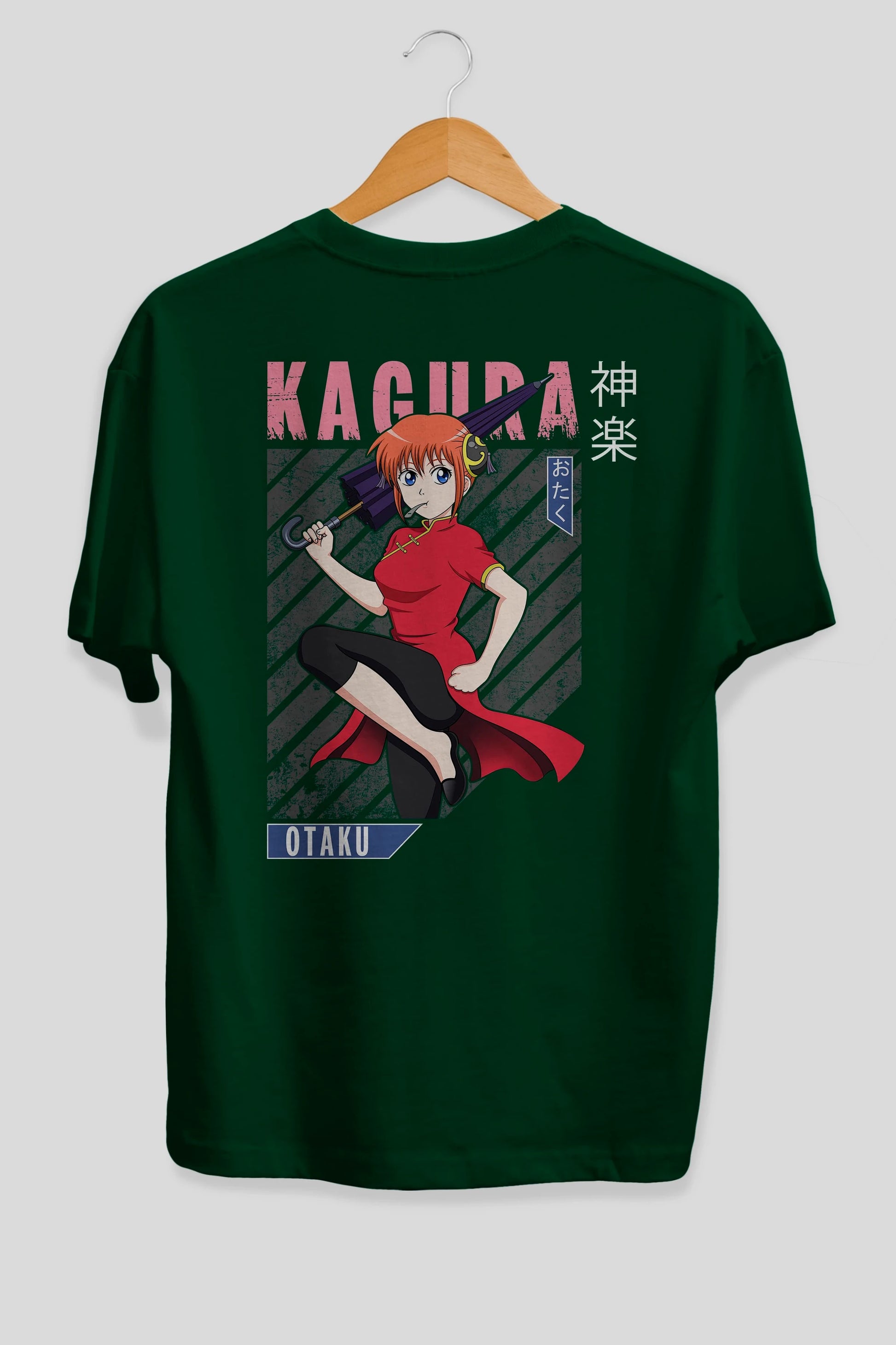 Kagura GINTAMA 1 Anime Arka Baskılı Oversize t-shirt Erkek Kadın Unisex
