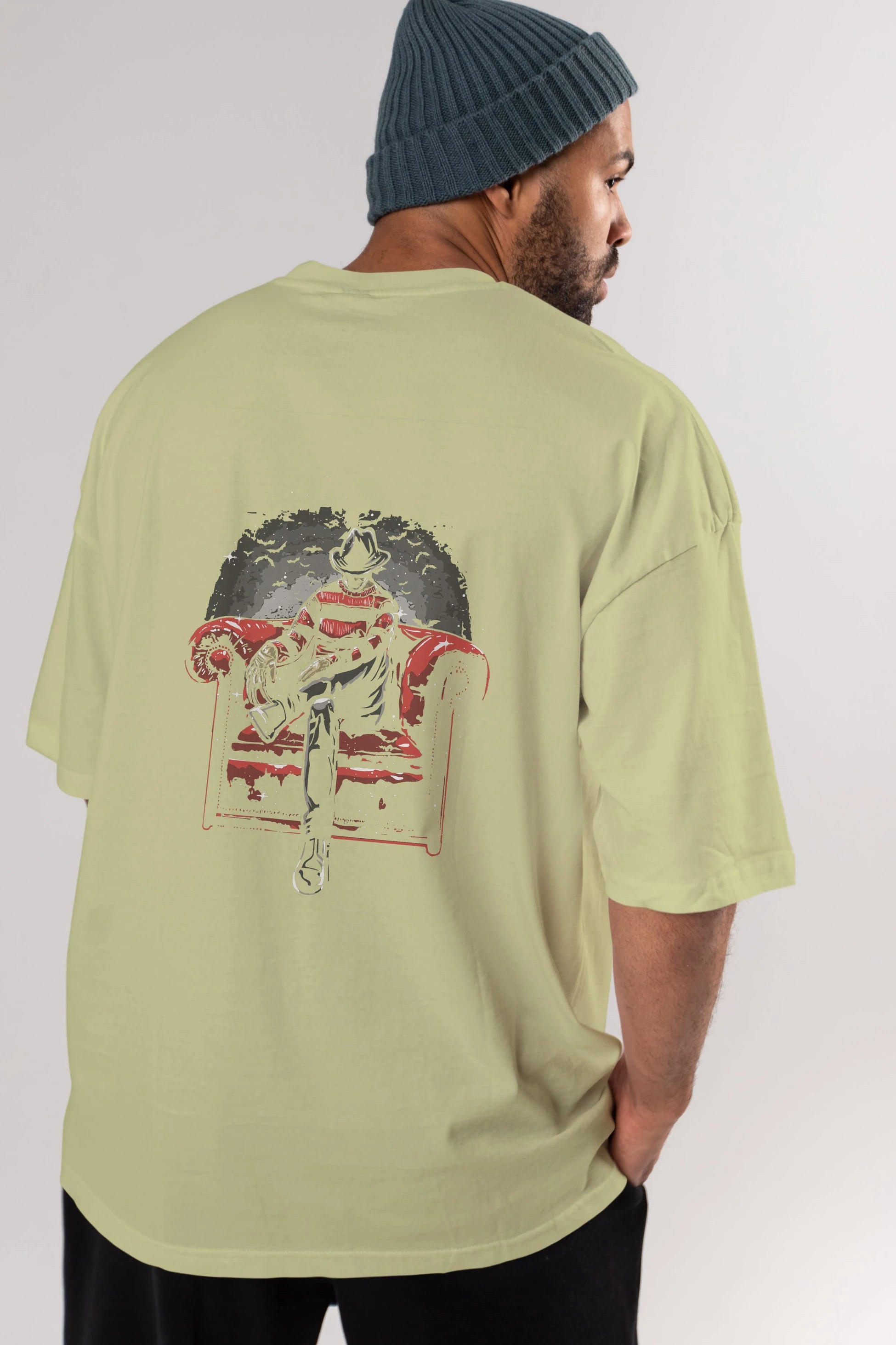 Nightmare Side Arka Baskılı Oversize t-shirt Erkek Kadın Unisex %100 Pamuk