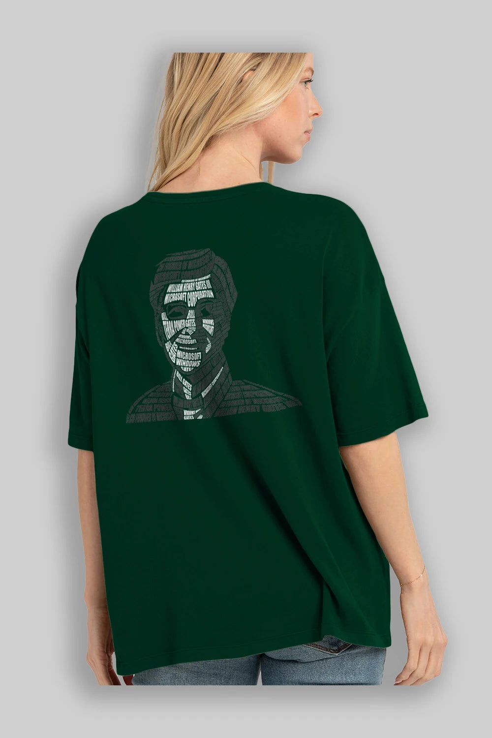 Bill Gates Calligram Arka Baskılı Oversize t-shirt %100 pamuk Erkek Kadın Unisex