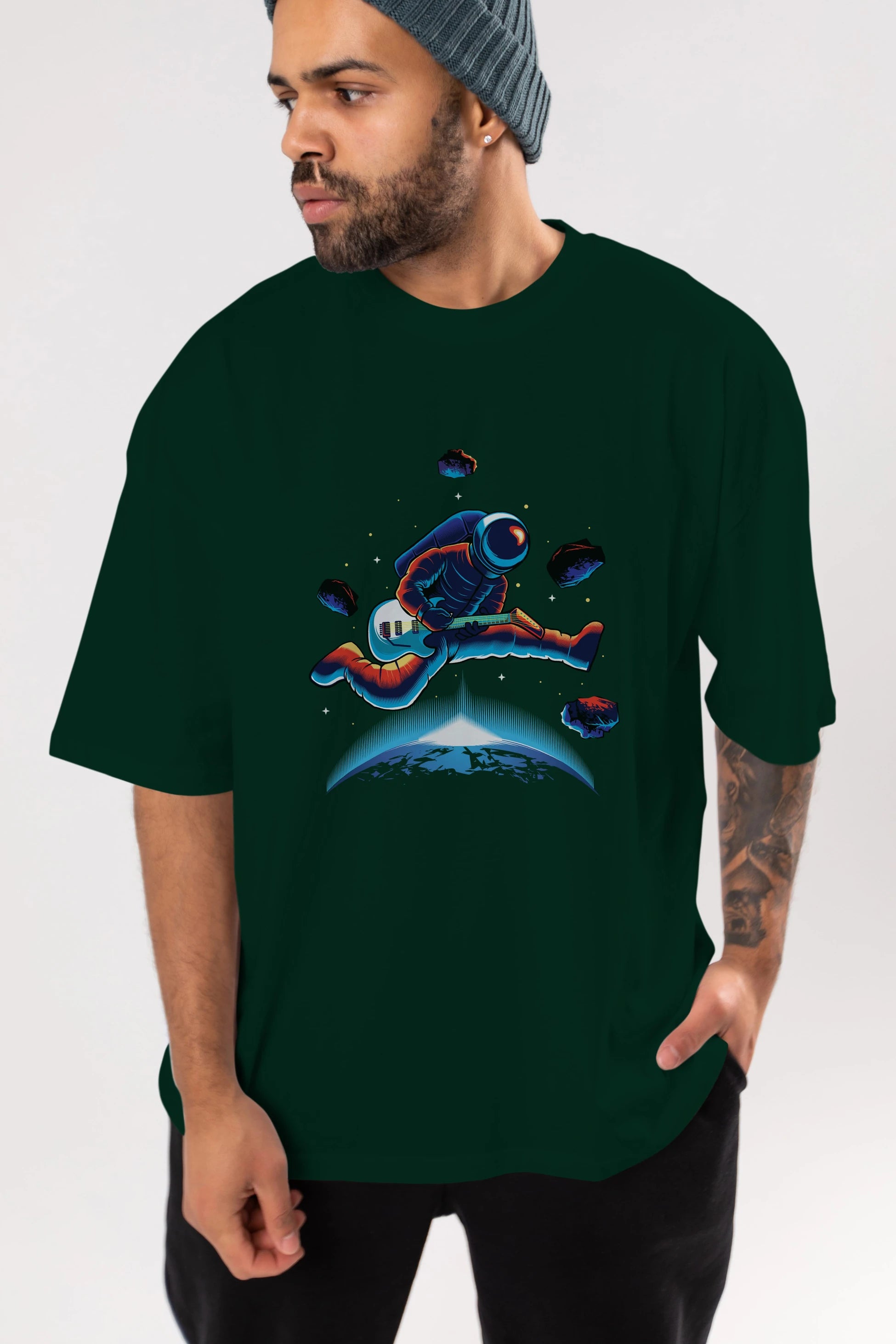 Astroguitar Ön Baskılı Oversize t-shirt Erkek Kadın Unisex