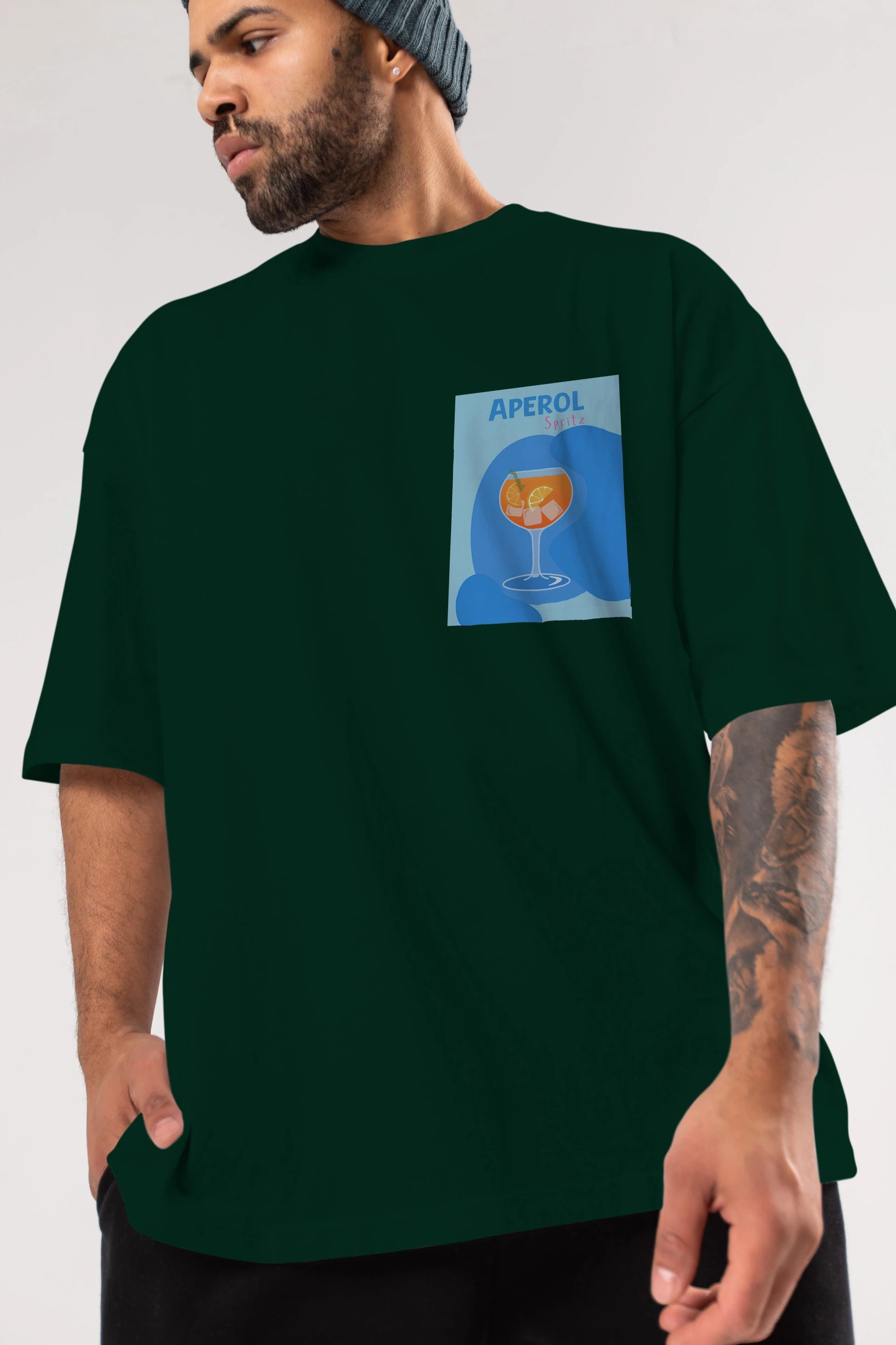 Aperol Spritz 10 Ön Sol Baskılı Oversize t-shirt Erkek Kadın Unisex %100 Pamuk Bisiklet Yaka tişort
