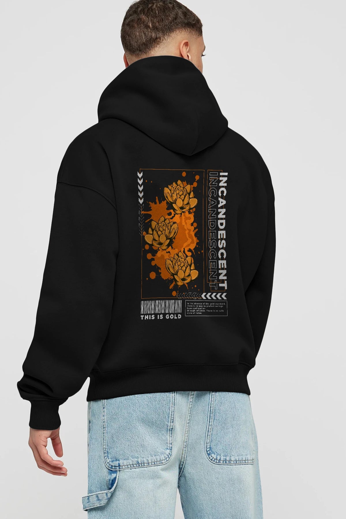 Incandescent Arka Baskılı Hoodie Oversize Kapüşonlu Sweatshirt Erkek Kadın Unisex