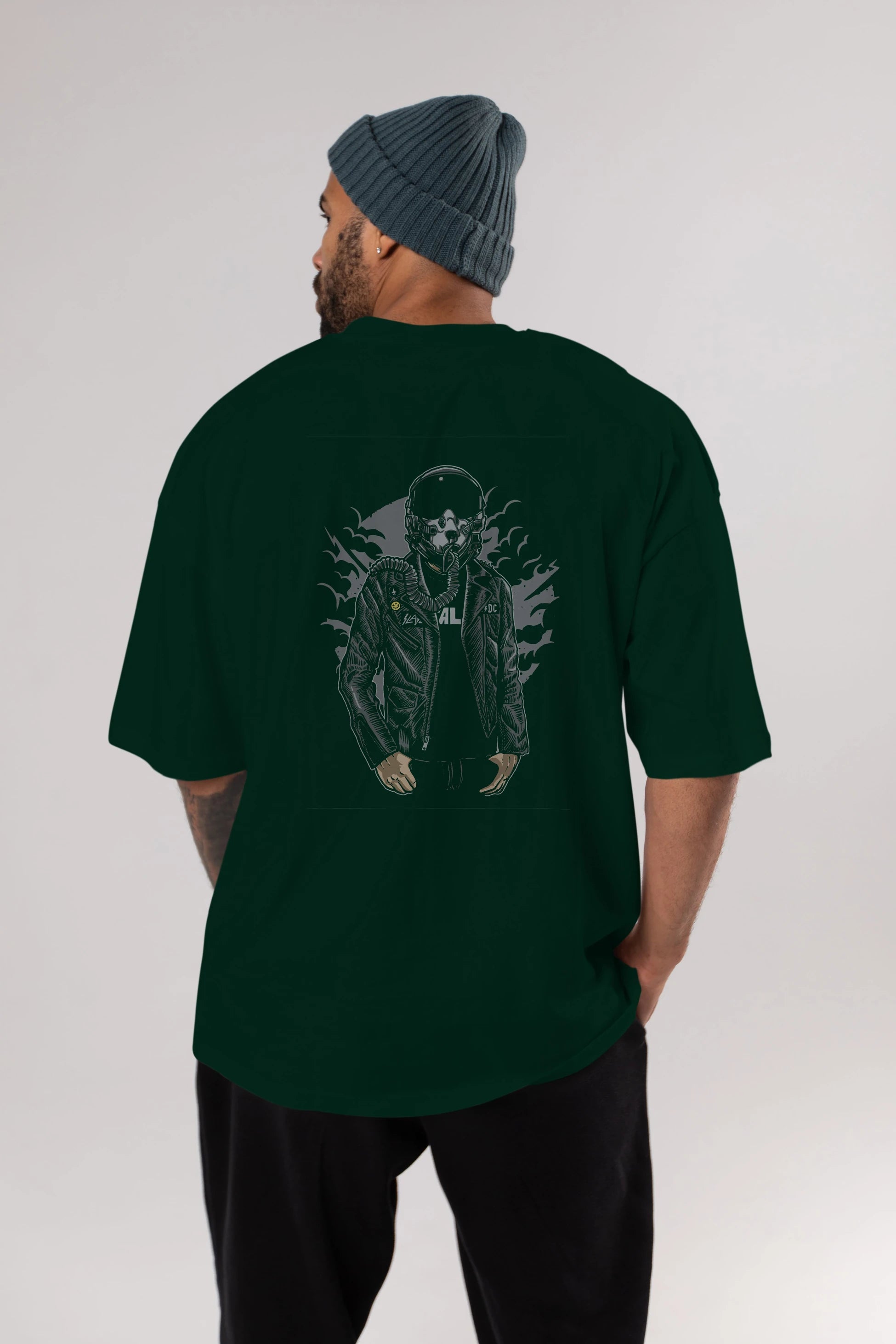 Sky Fighter Arka Baskılı Oversize t-shirt Erkek Kadın Unisex %100 Pamuk