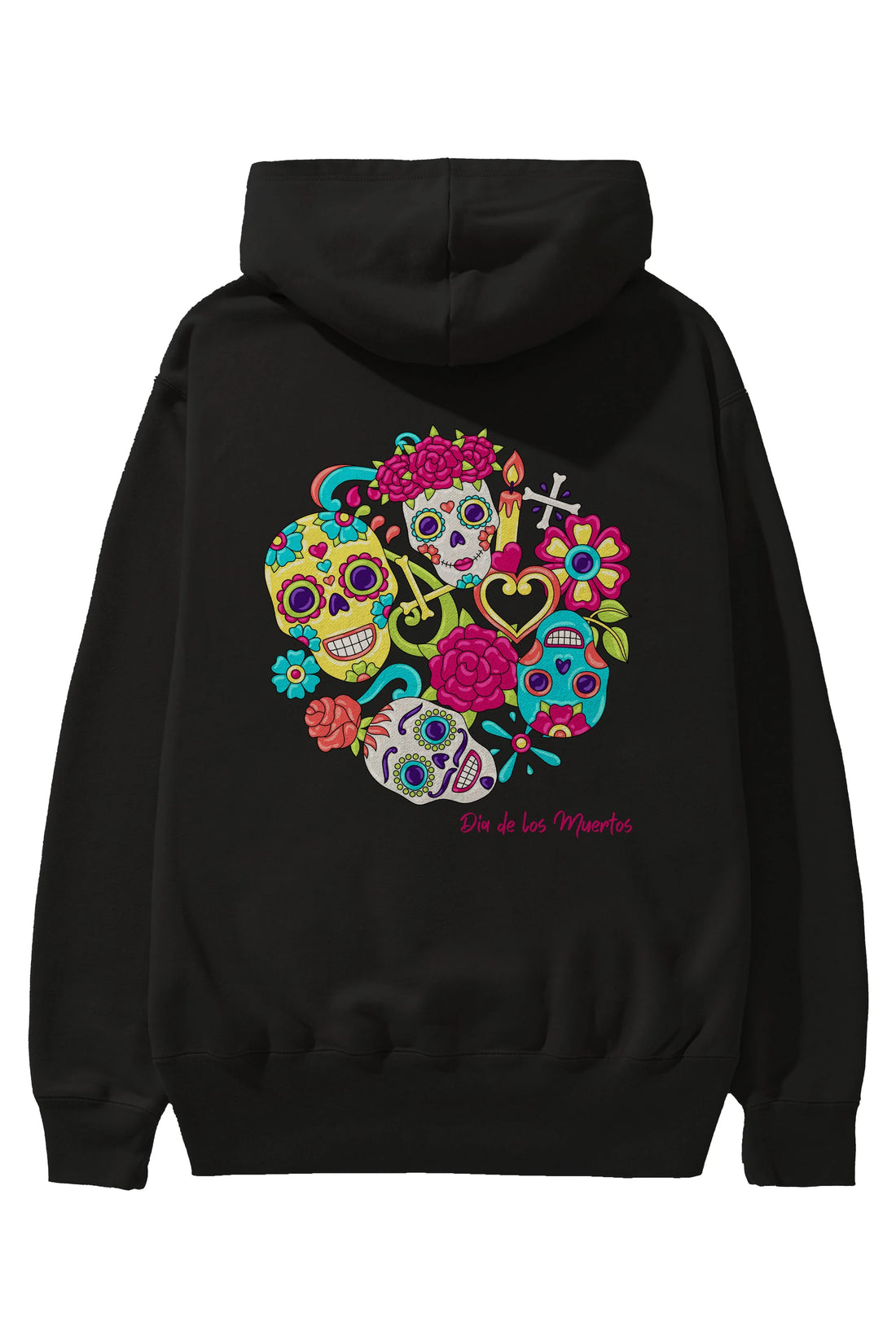 Dia de los Muertos Arka Baskılı Oversize Hoodie Kapüşonlu Sweatshirt Erkek Kadın Unisex