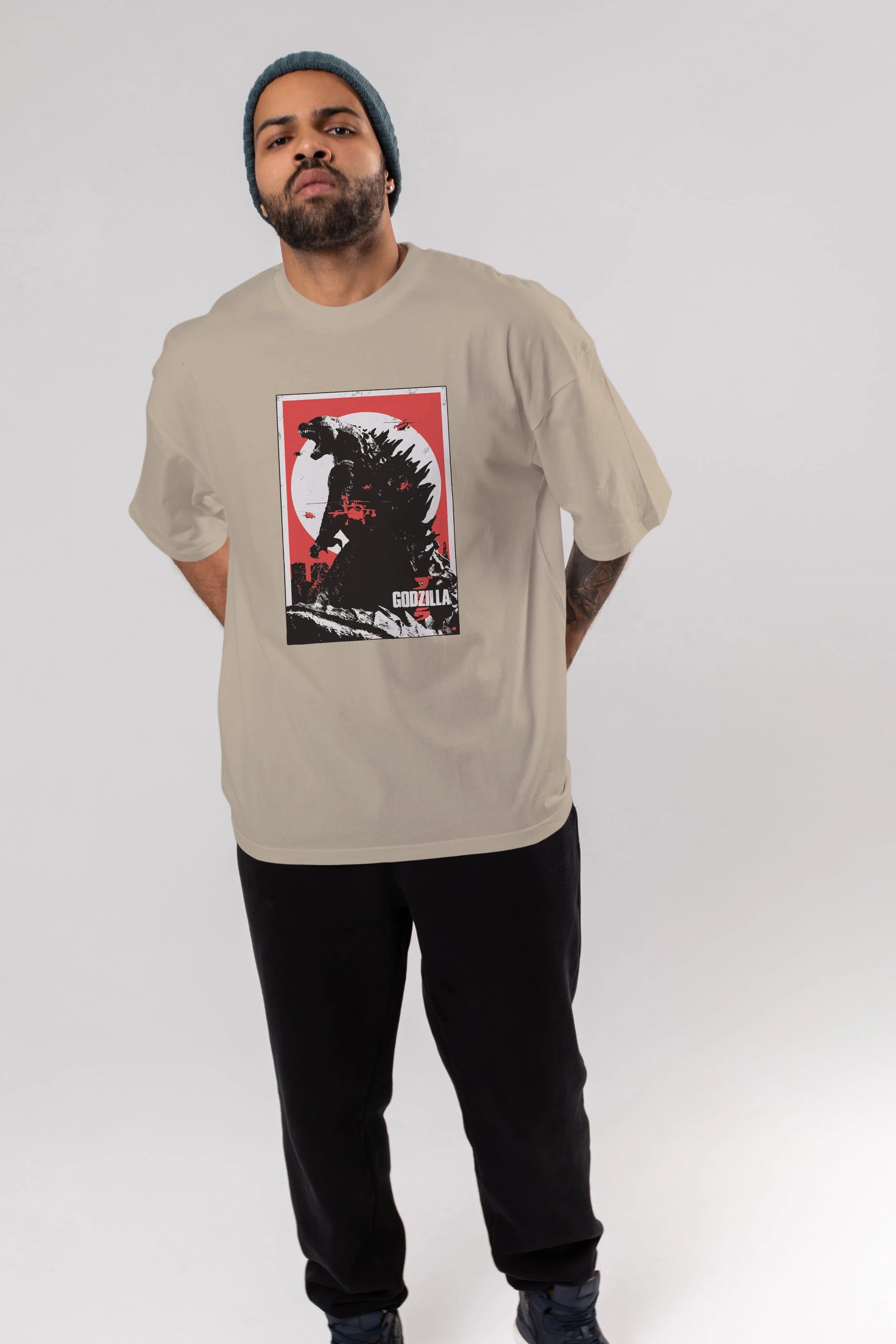 Godzilla (2) Ön Baskılı Oversize t-shirt Erkek Kadın Unisex %100 Pamuk Bisiklet Yaka tişort