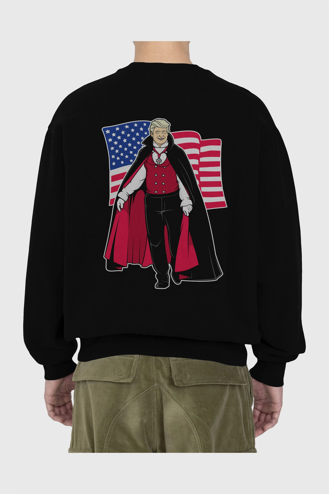 Trump Dracula Arka Baskılı Oversize Sweatshirt Erkek Kadın Unisex
