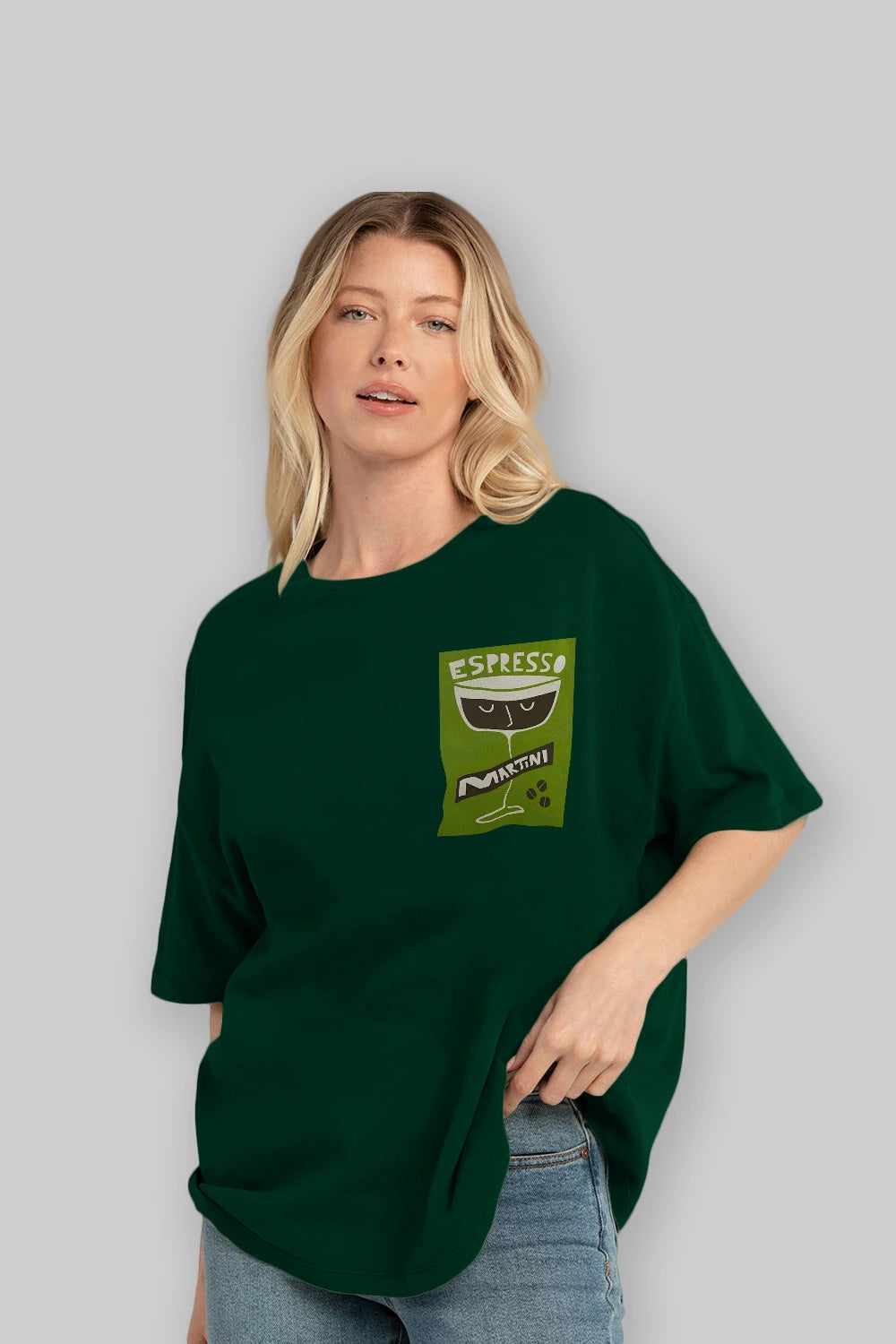 Espresso Martini 2 Ön Sol Baskılı Oversize t-shirt Erkek Kadın Unisex %100 Pamuk Bisiklet Yaka tişort