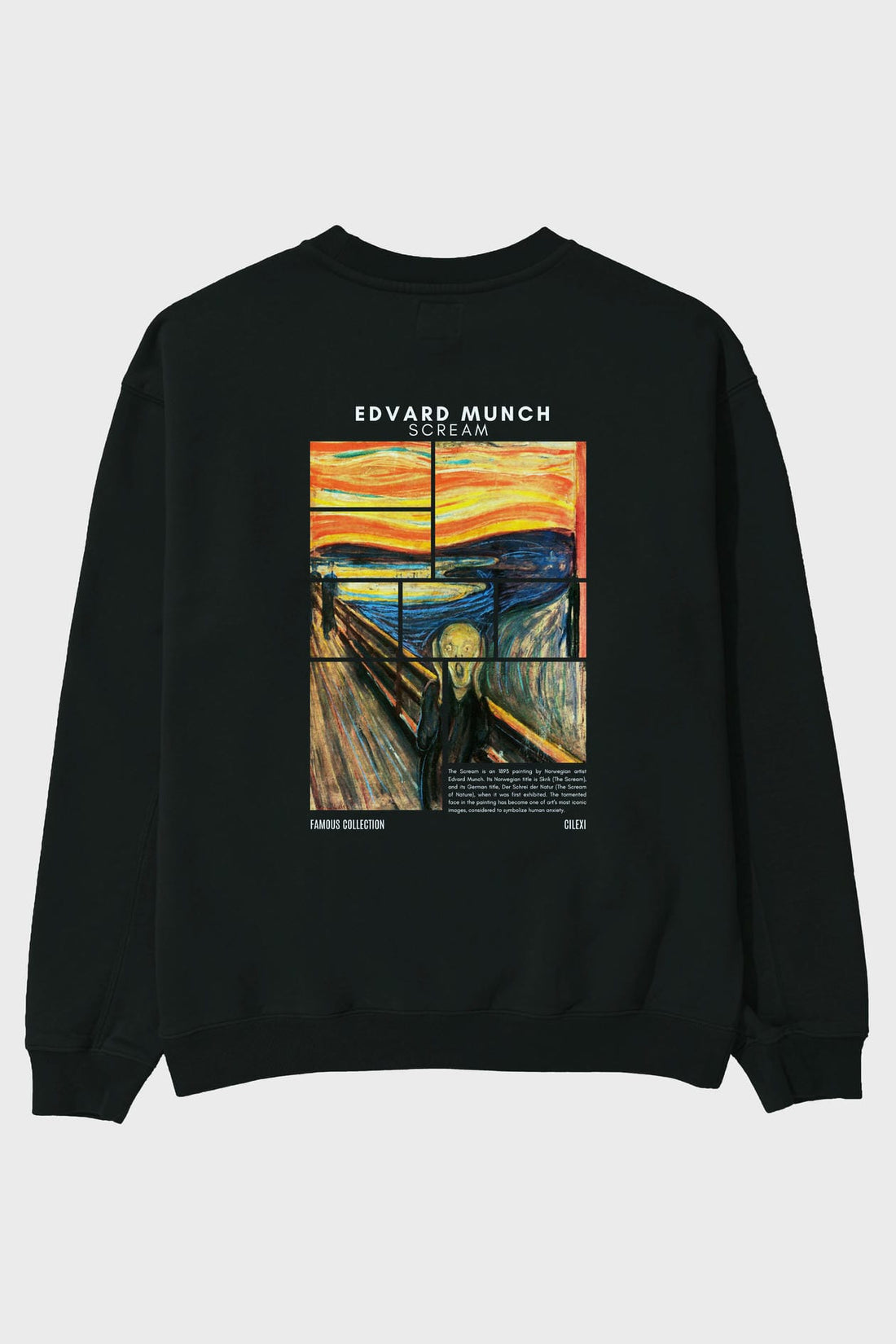 Edvard Munch Scream Arka Baskılı Oversize Sweatshirt Erkek Kadın Unisex