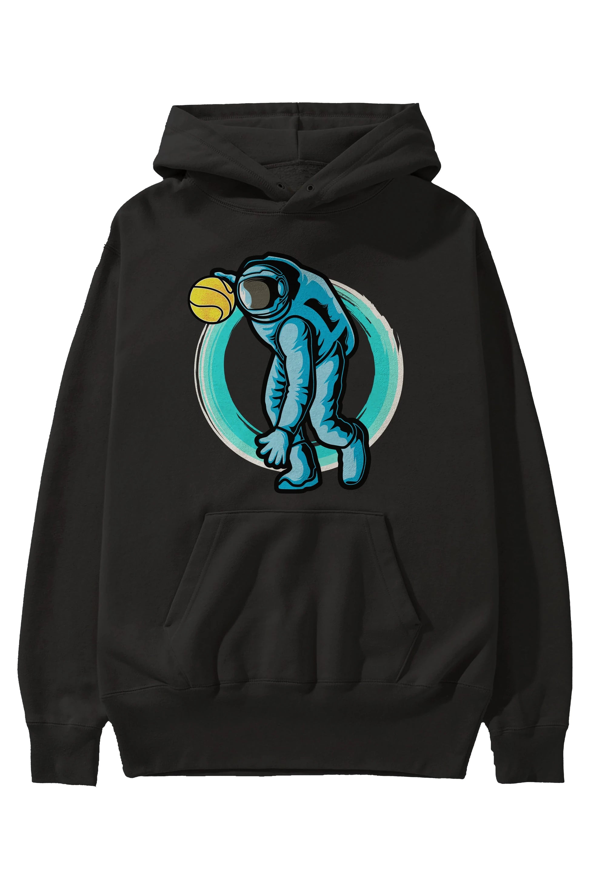 Astronaut Dribble Ön Baskılı Hoodie Oversize Kapüşonlu Sweatshirt Erkek Kadın Unisex