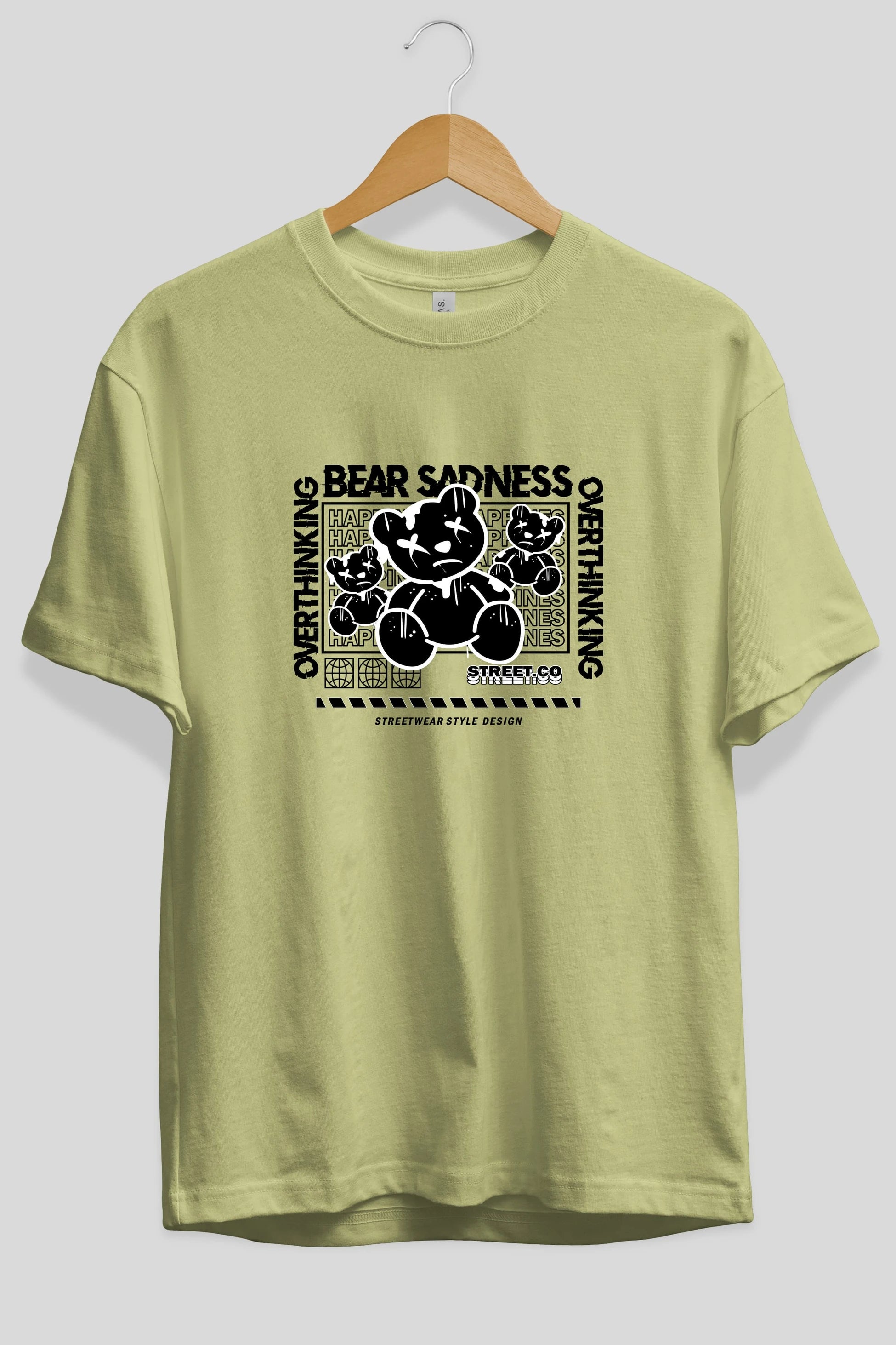 Bear Sadness 2 Ön Baskılı Oversize t-shirt Erkek Kadın Unisex