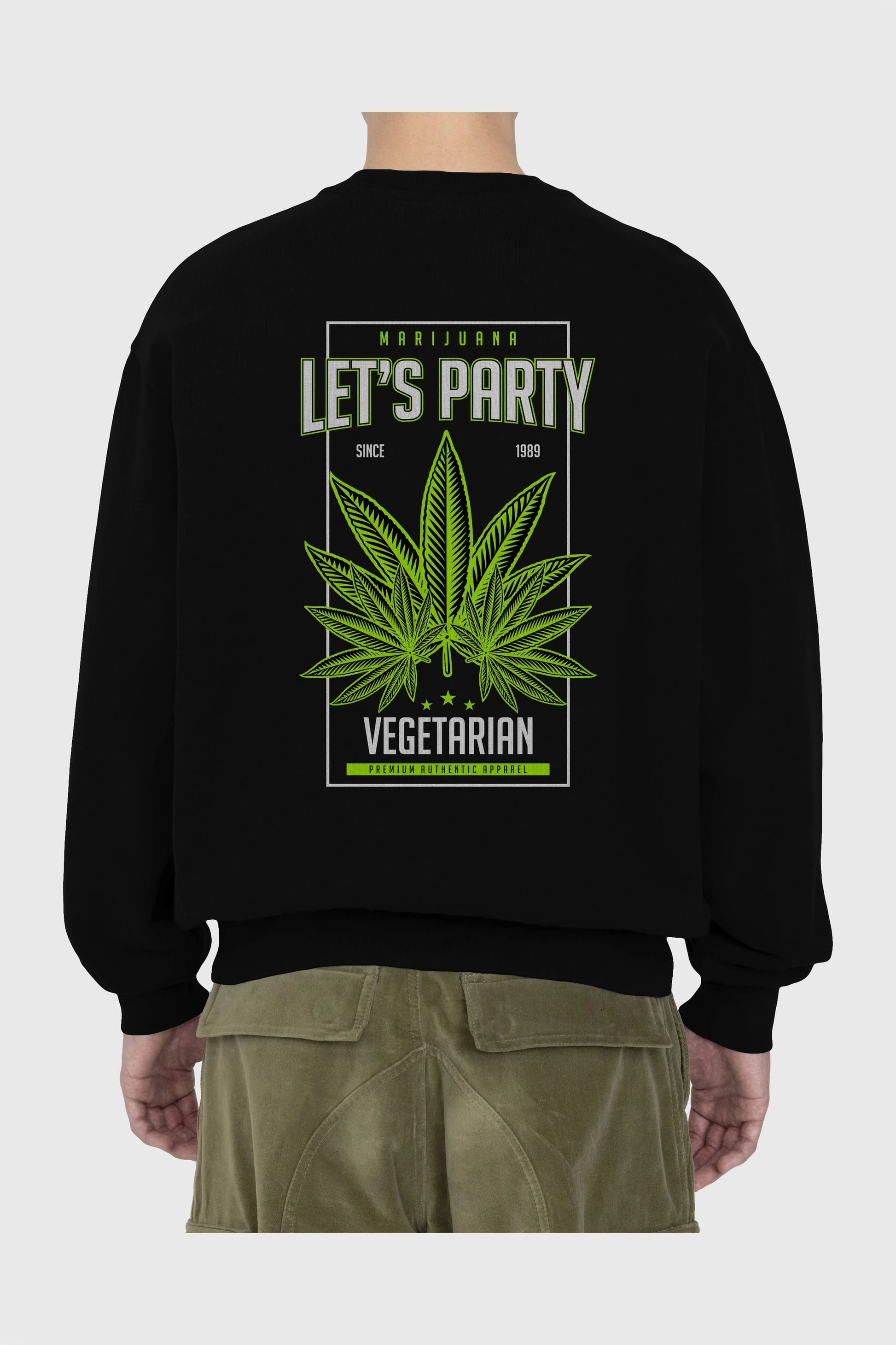 Lets Party Arka Baskılı Oversize Sweatshirt Erkek Kadın Unisex