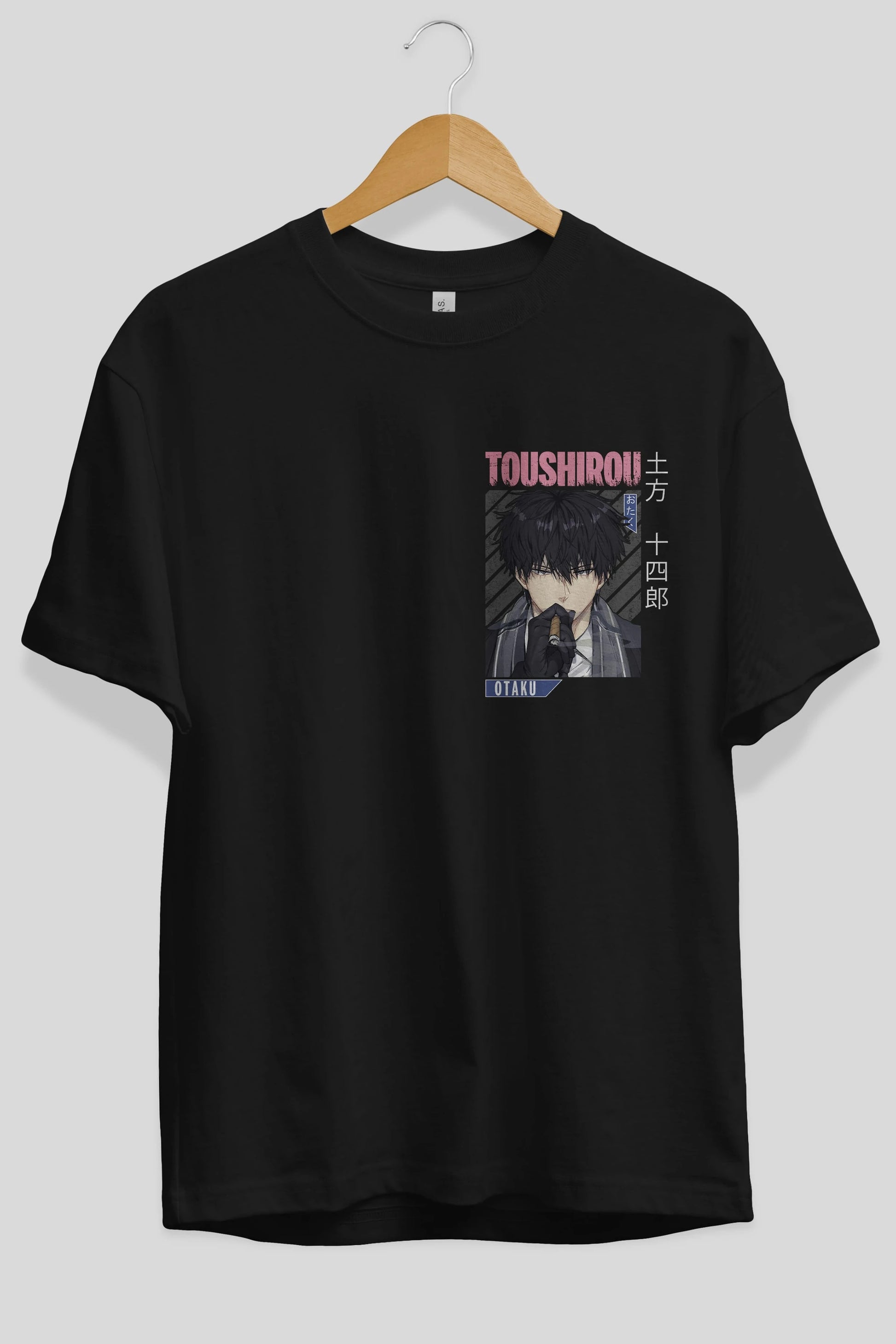 Toushirou Hijikata 2 Ön Sol Baskılı Oversize t-shirt Erkek Kadın Unisex %100 Pamuk Bisiklet Yaka tişort
