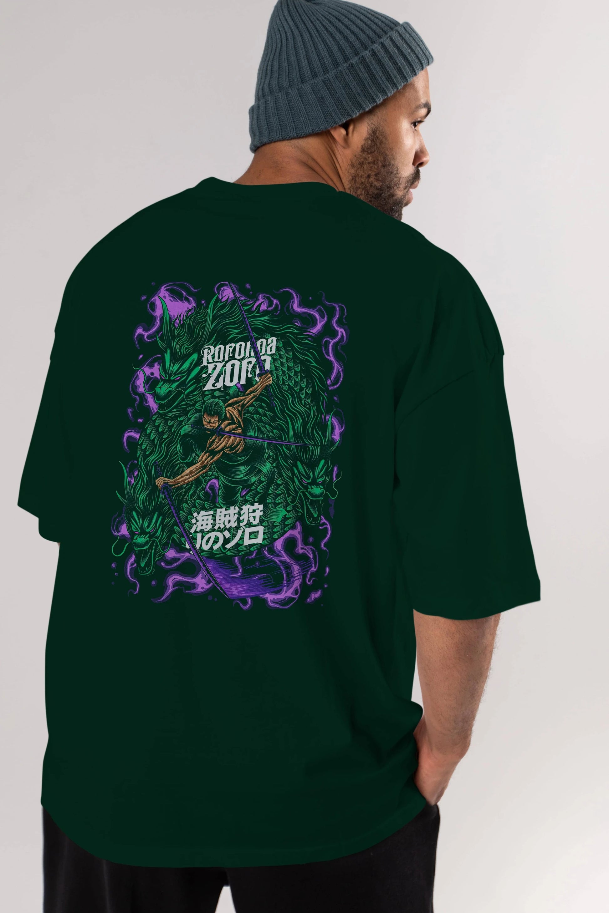 RORONOA ZORO 5 Anime Arka Baskılı Oversize t-shirt Erkek Kadın Unisex