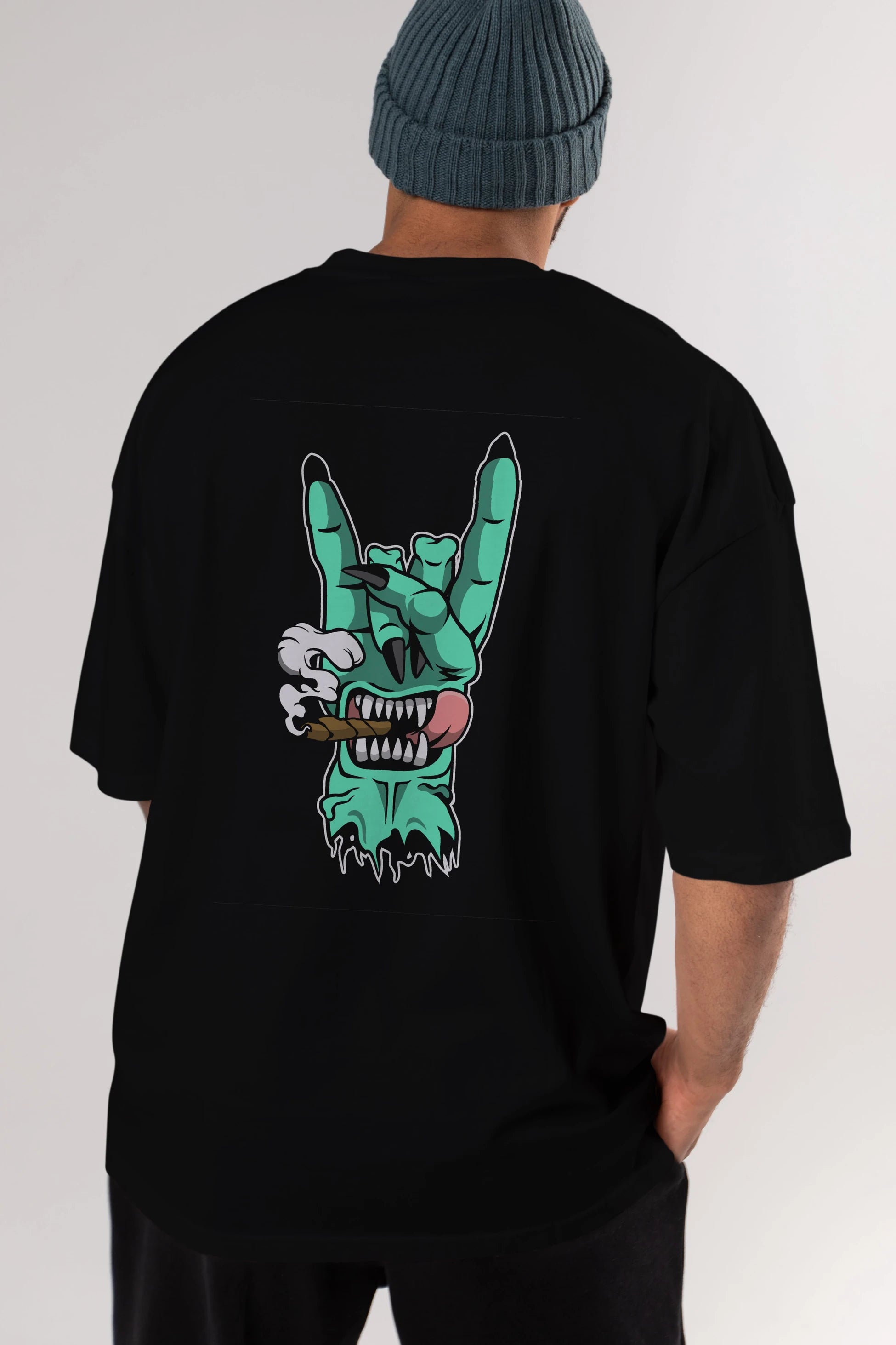 Metal Sign Arka Baskılı Oversize t-shirt Erkek Kadın Unisex %100 Pamuk tişort