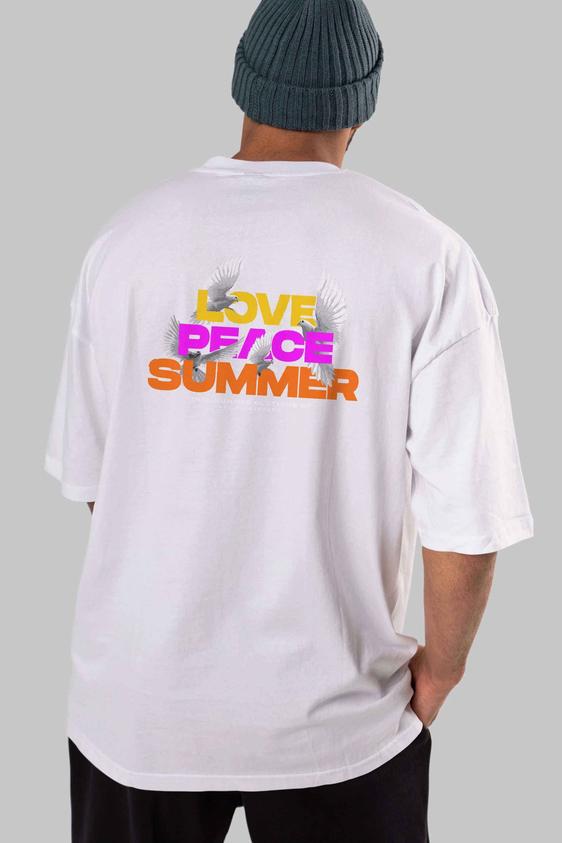 Love Peace Summer Arka Baskılı Oversize t-shirt Erkek Kadın Unisex