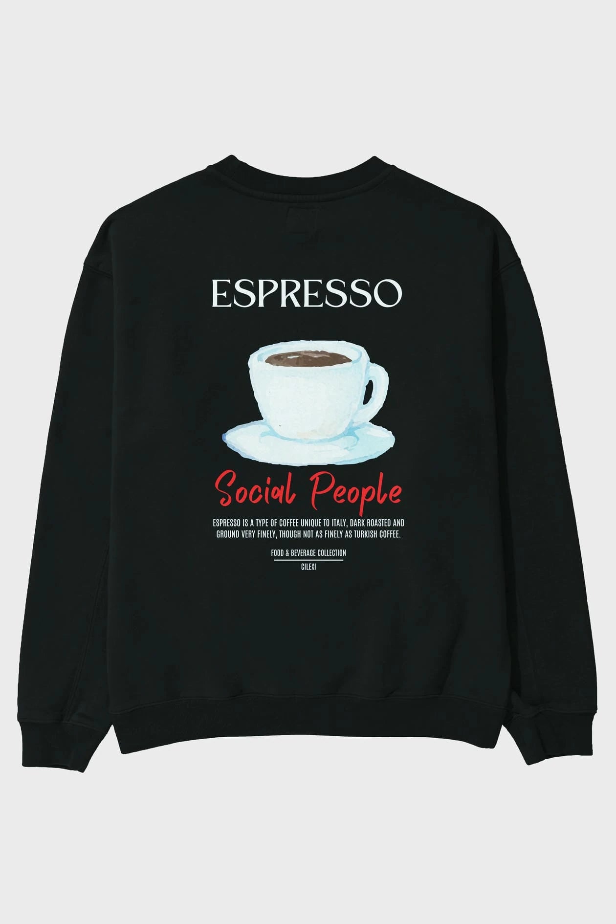 Espresso Arka Baskılı Oversize Sweatshirt Erkek Kadın Unisex