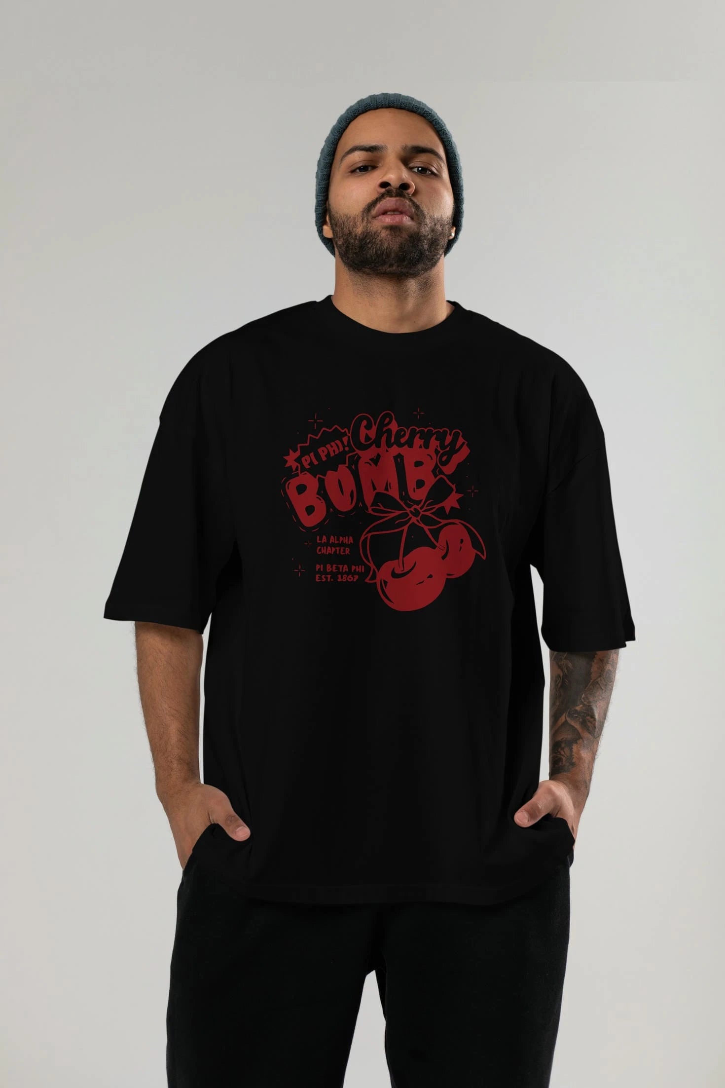 Cherry Bomb Cherries Ön Baskılı Oversize t-shirt Erkek Kadın Pamuk Bisiklet Yaka tişort