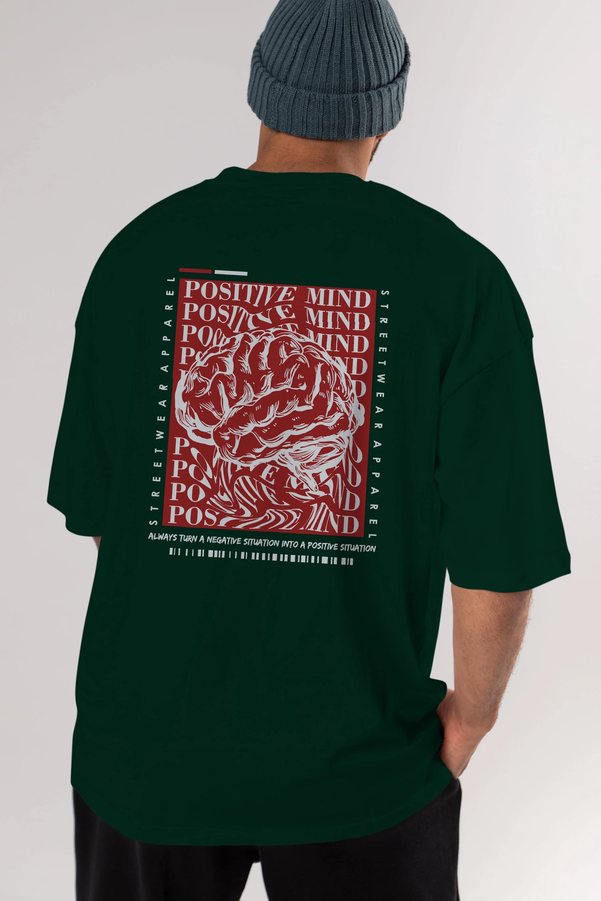Positive Mind Arka Baskılı Oversize t-shirt Erkek Kadın Unisex