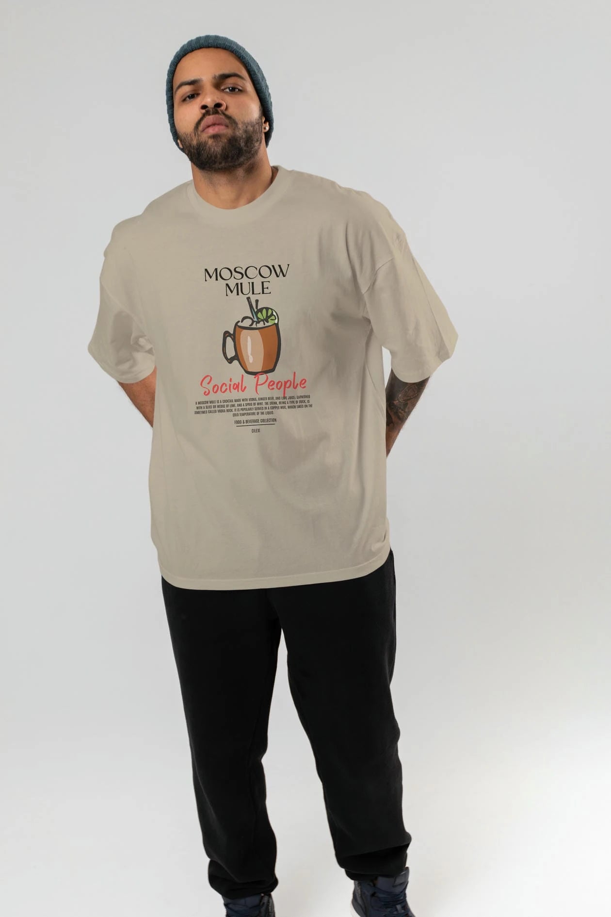 Moscow Mule Kokteyl Serisi ön Baskılı Oversize t-shirt Erkek Kadın %100 Pamuk Bisiklet Yaka tişort
