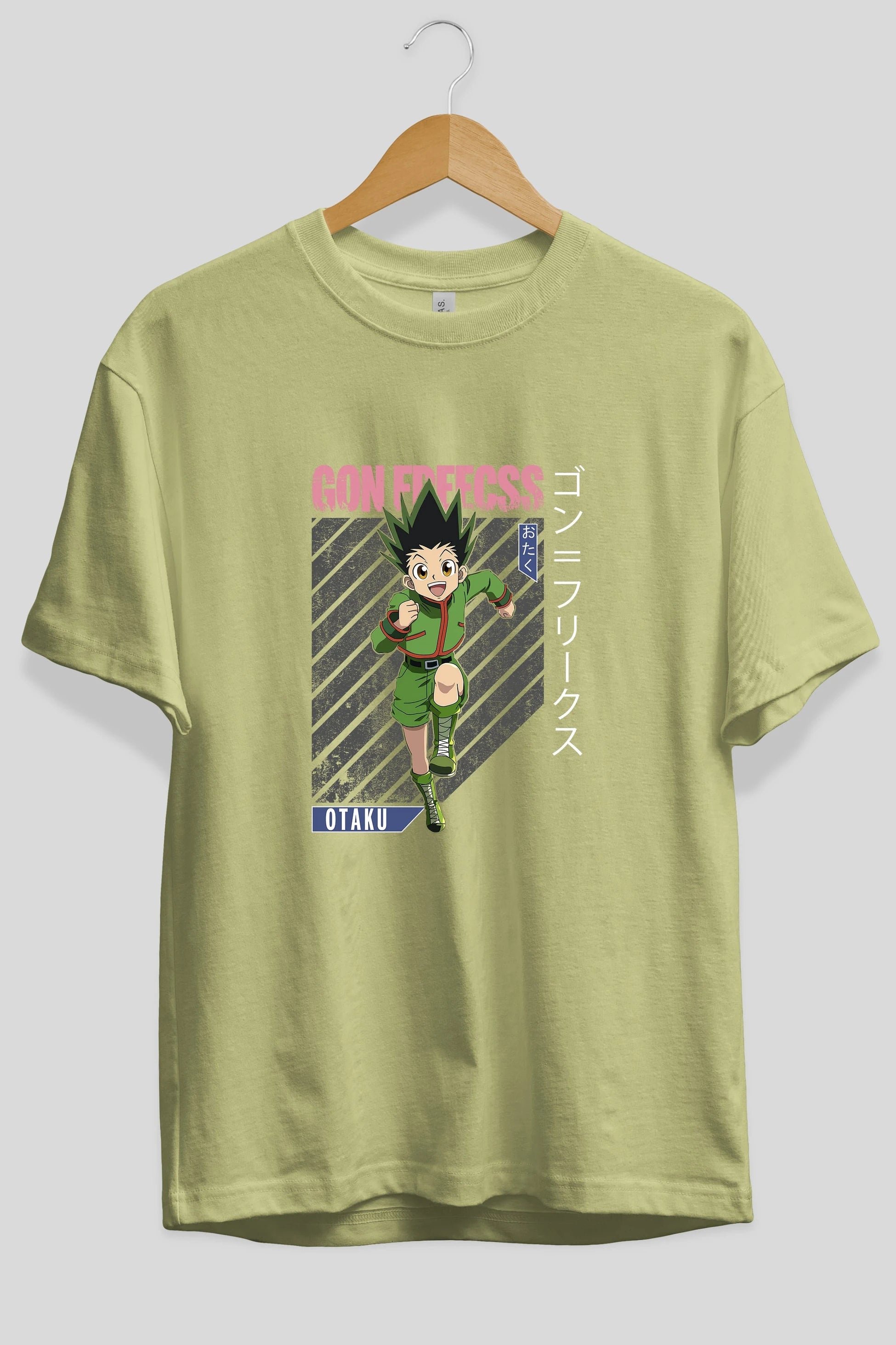 Gon Freecss HUNTER X HUNTER Anime Ön Baskılı Oversize t-shirt %100 pamuk Erkek Kadın Unisex