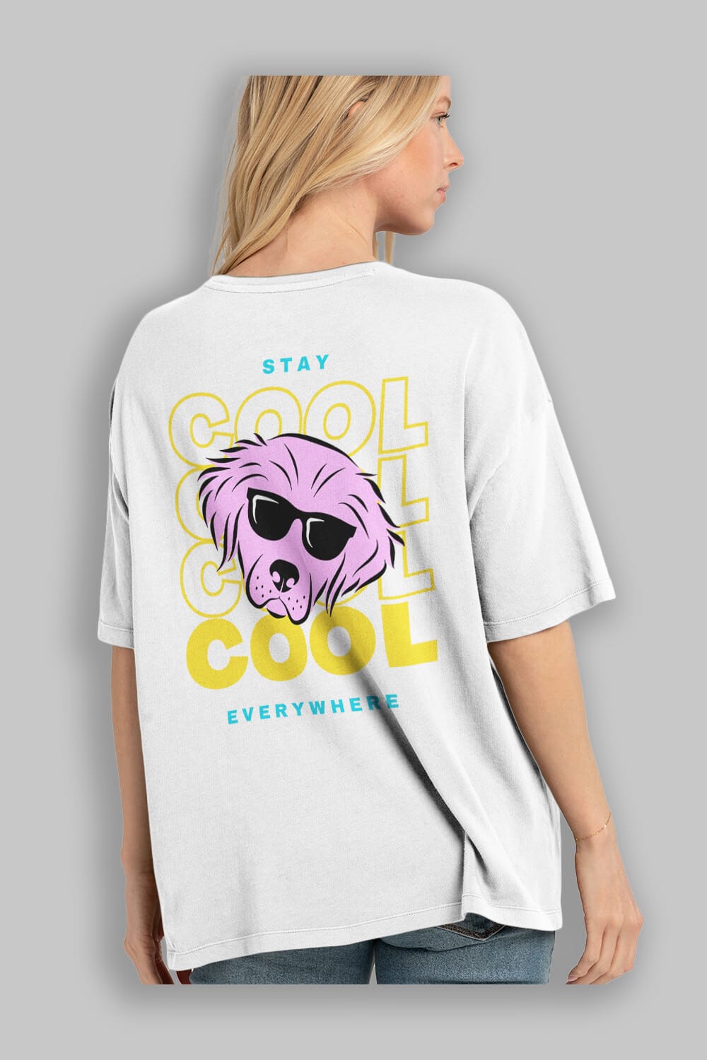 Cool Dog 2 Arka Baskılı Oversize t-shirt Erkek Kadın Unisex